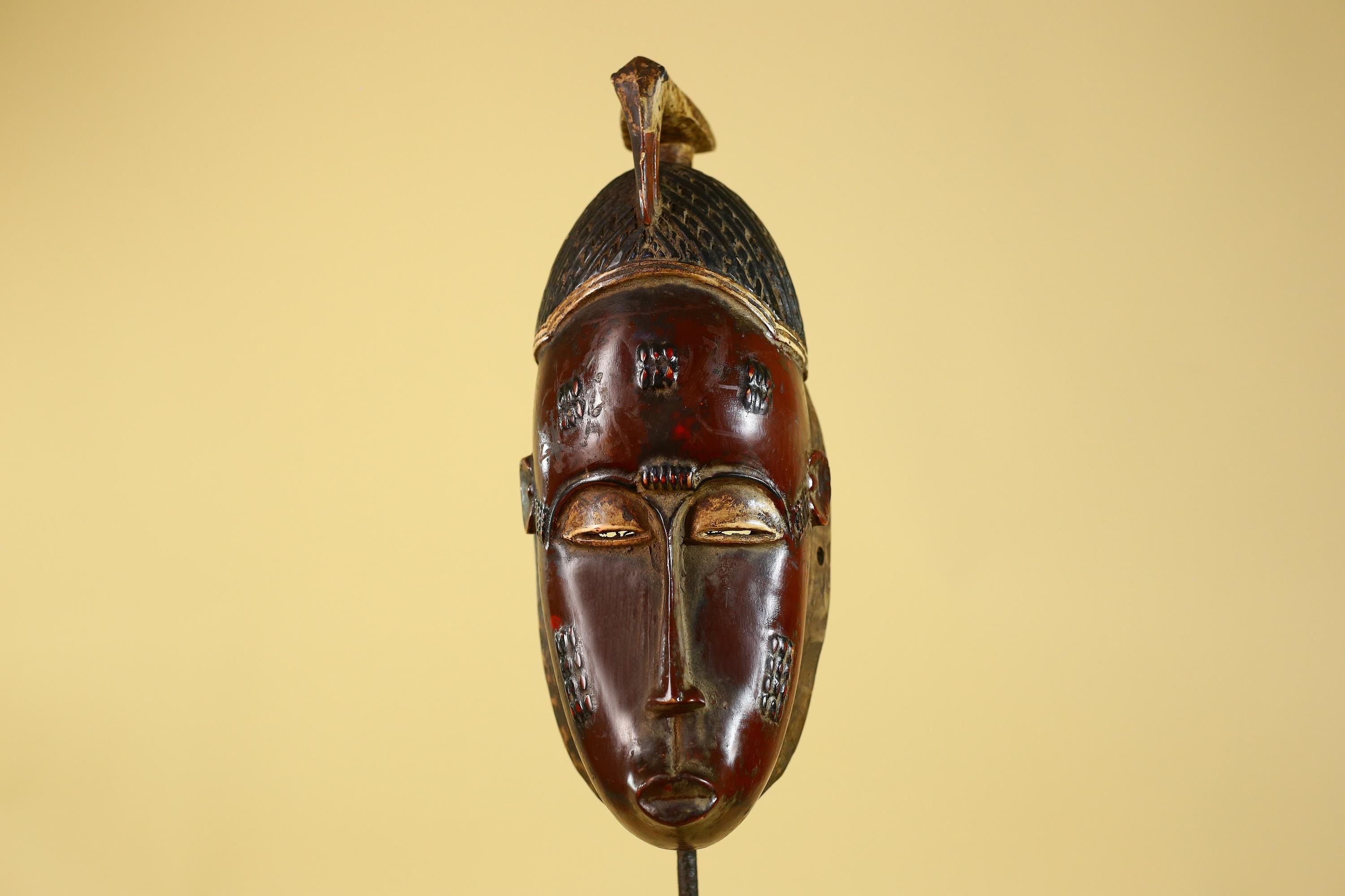 Baule African Mask – Hand Carved Wooden Tribal Art, Vintage African Wall Art-G6167