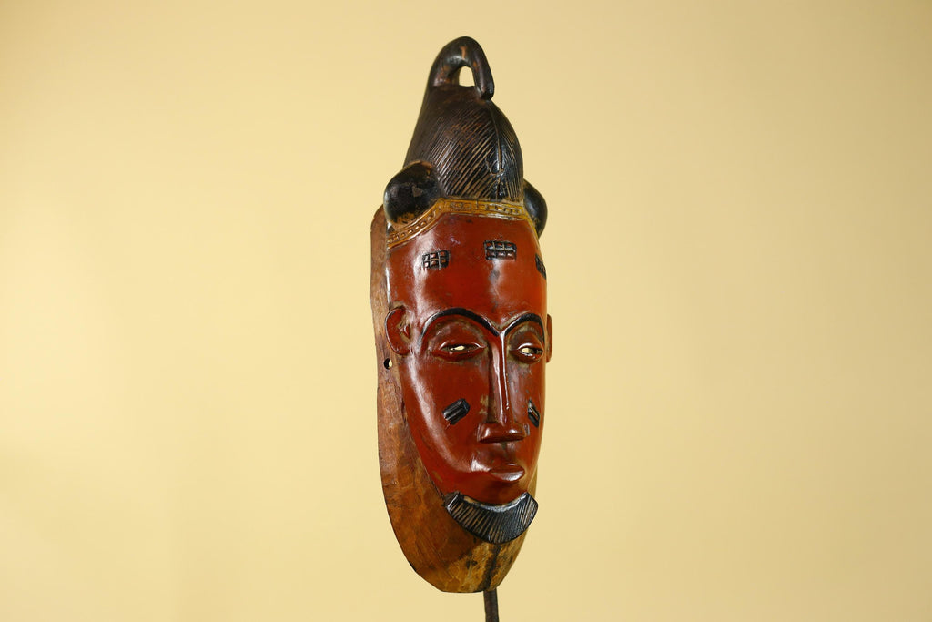 Hand Carved Wooden, Baule African Mask Tribal Art, Vintage African Wall Art-G6169