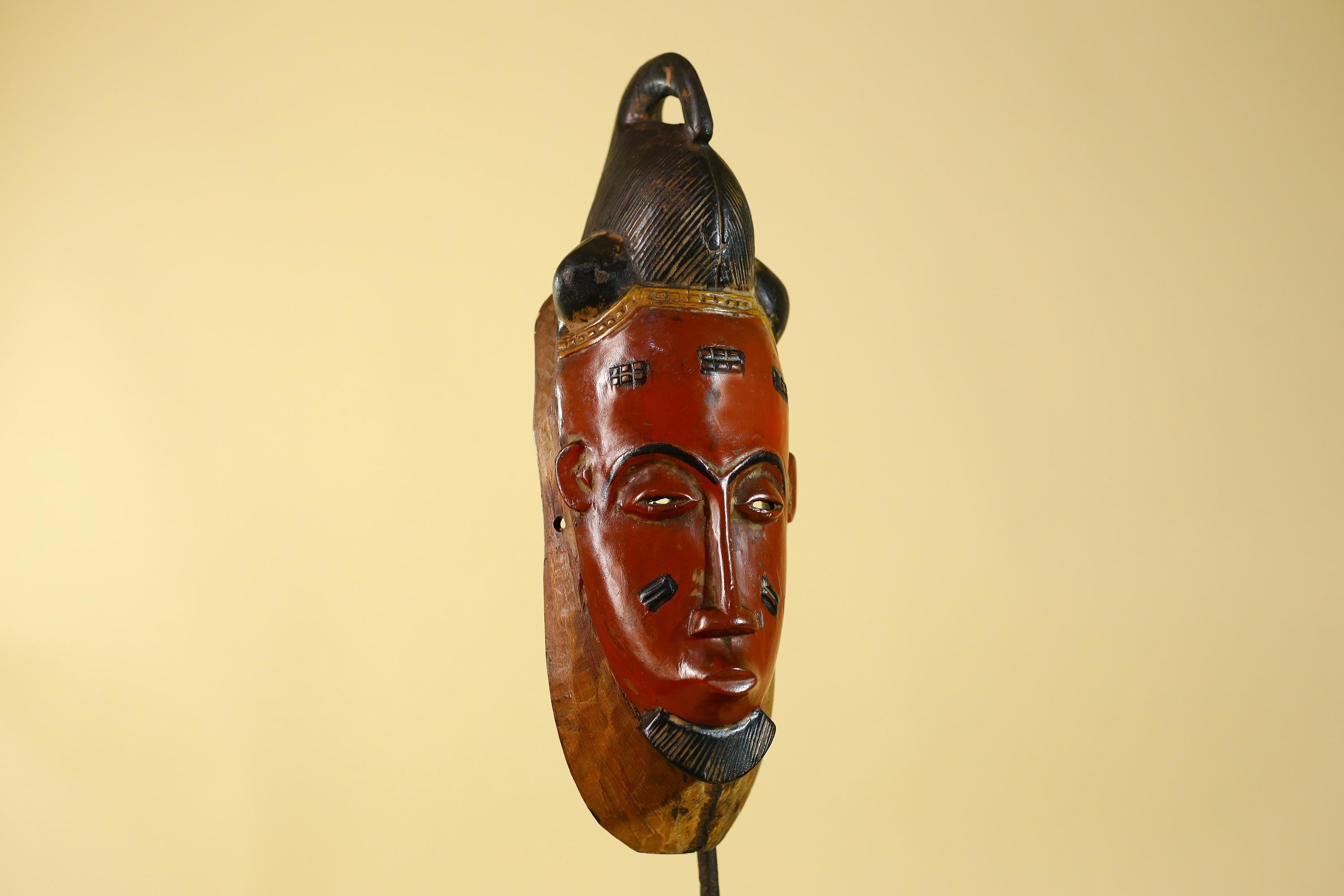 Hand Carved Wooden, Baule African Mask Tribal Art, Vintage African Wall Art-G6169