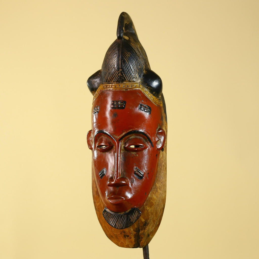 Hand Carved Wooden, Baule African Mask Tribal Art, Vintage African Wall Art-G6169