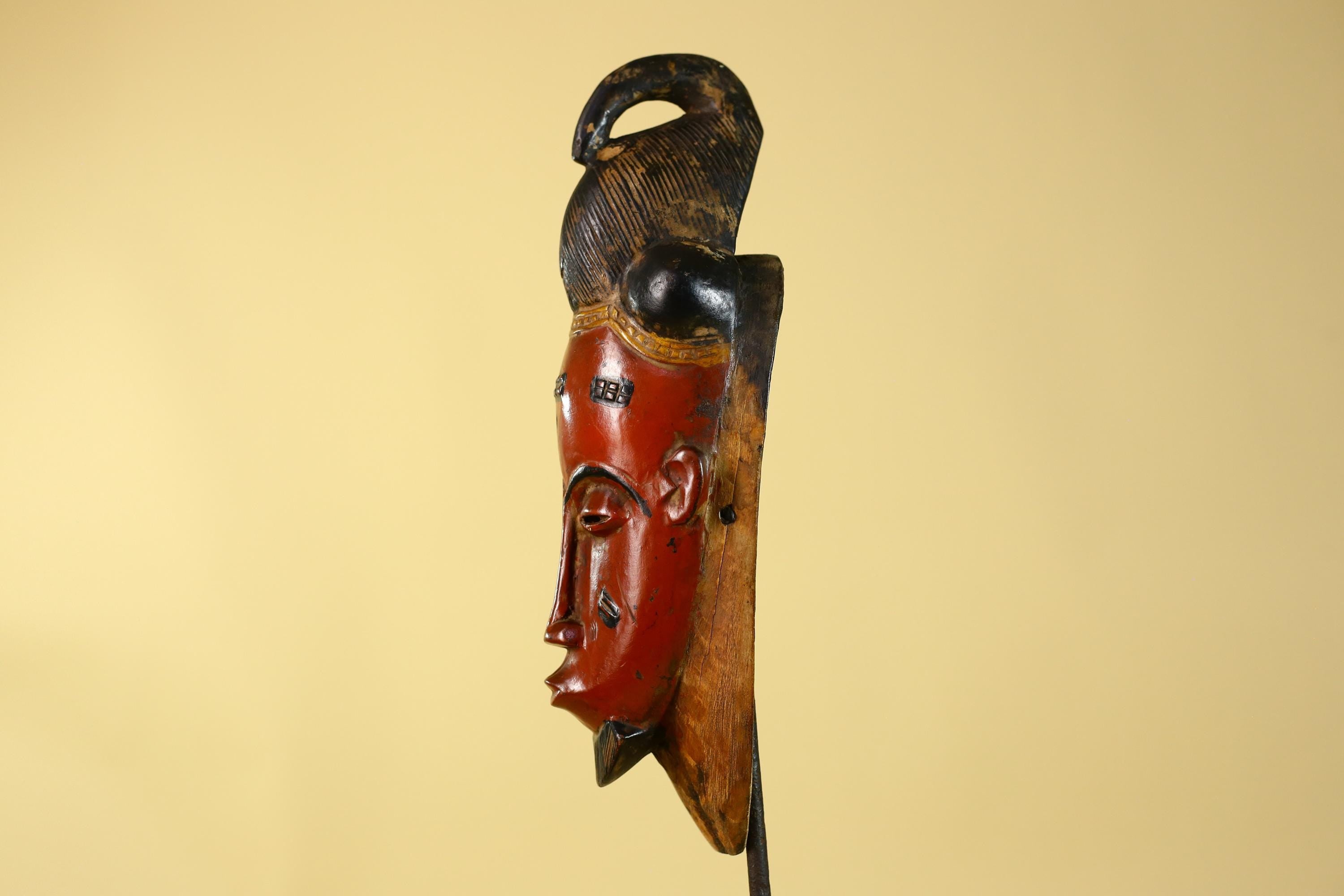 Hand Carved Wooden, Baule African Mask Tribal Art, Vintage African Wall Art-G6169