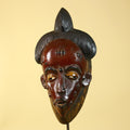 African Mask Hand Carved Wooden- Baule Tribal Art Vintage African Wall Art-G6170