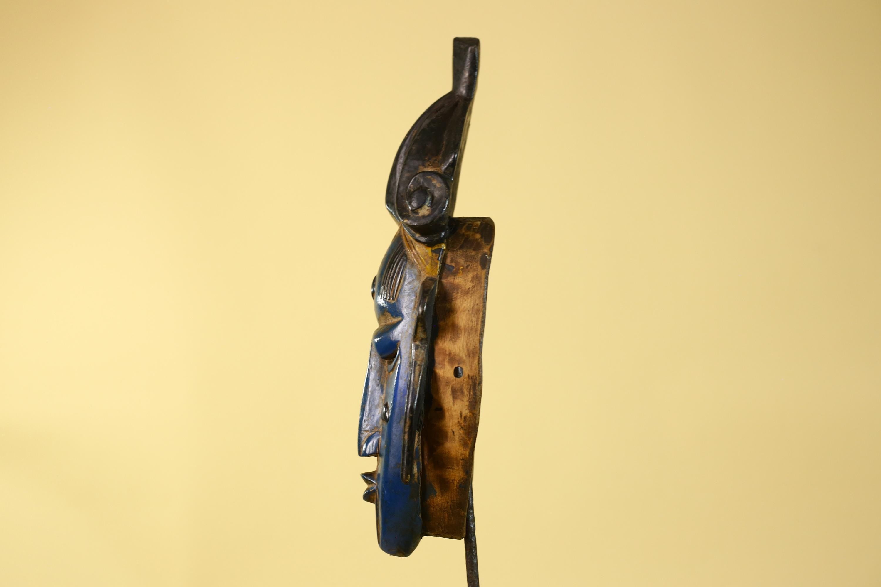 Hand Carved Wooden Tribal Art, Baule Vintage African Wall Decor-G6171