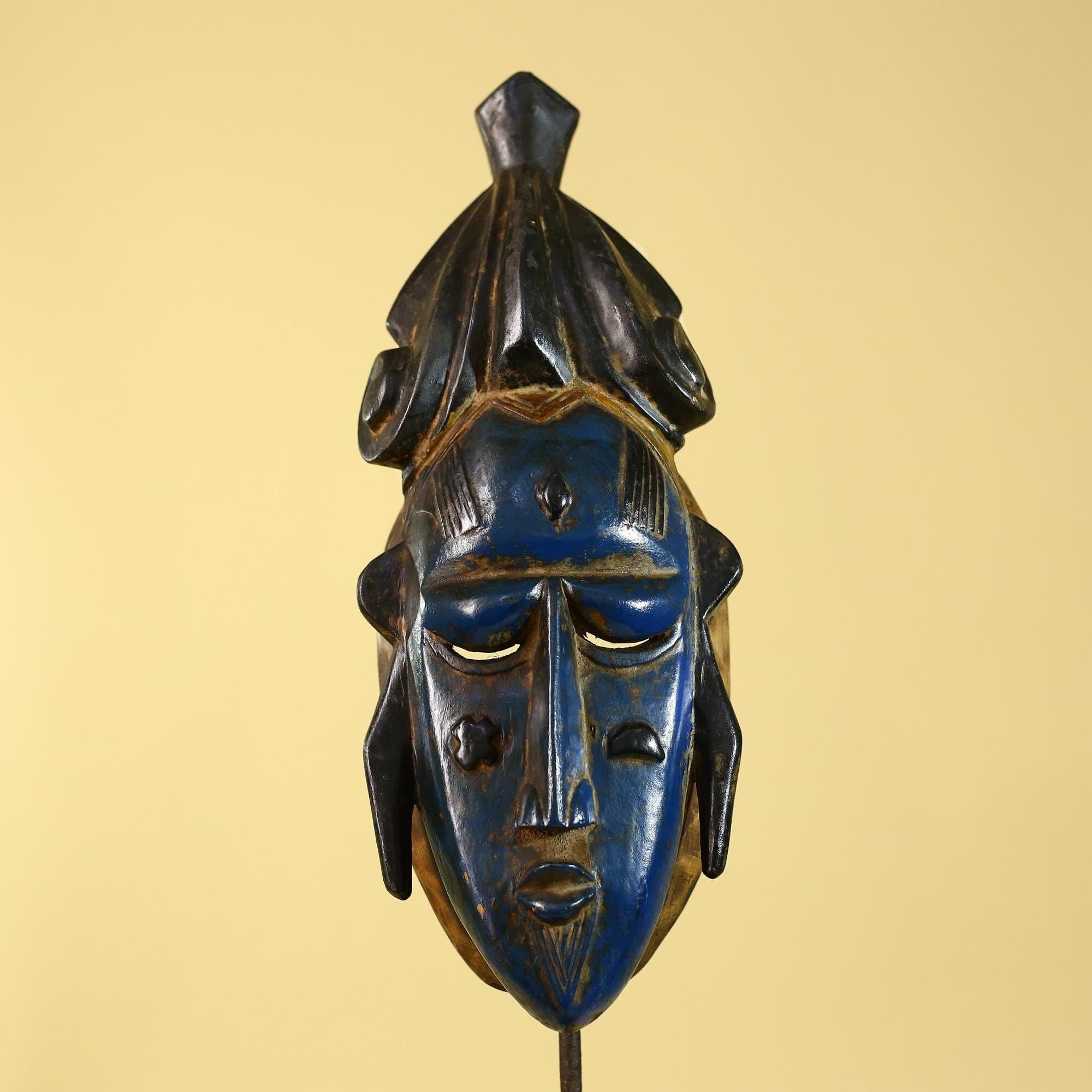 Hand Carved Wooden Tribal Art, Baule Vintage African Wall Decor-G6171