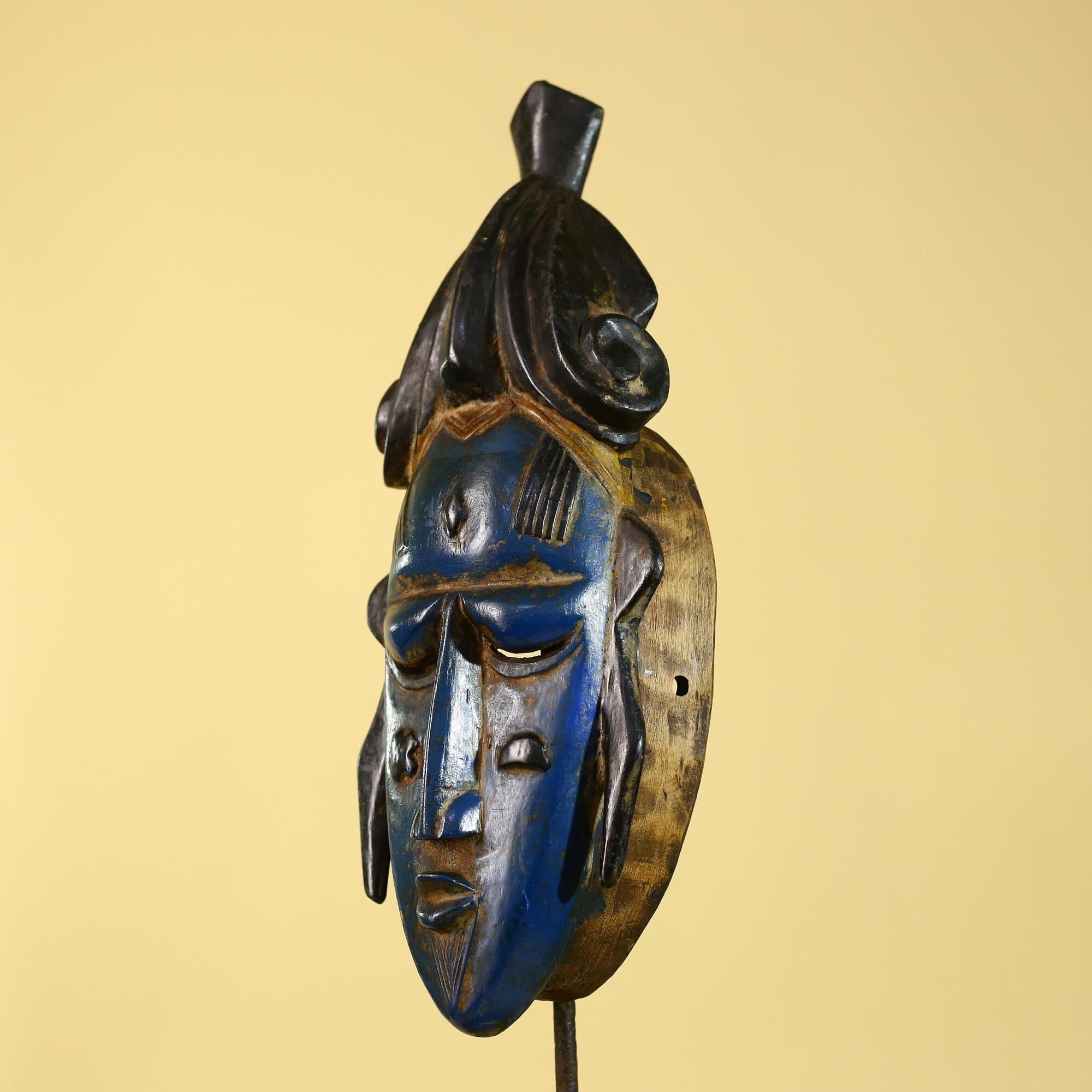 Hand Carved Wooden Tribal Art, Baule Vintage African Wall Decor-G6171