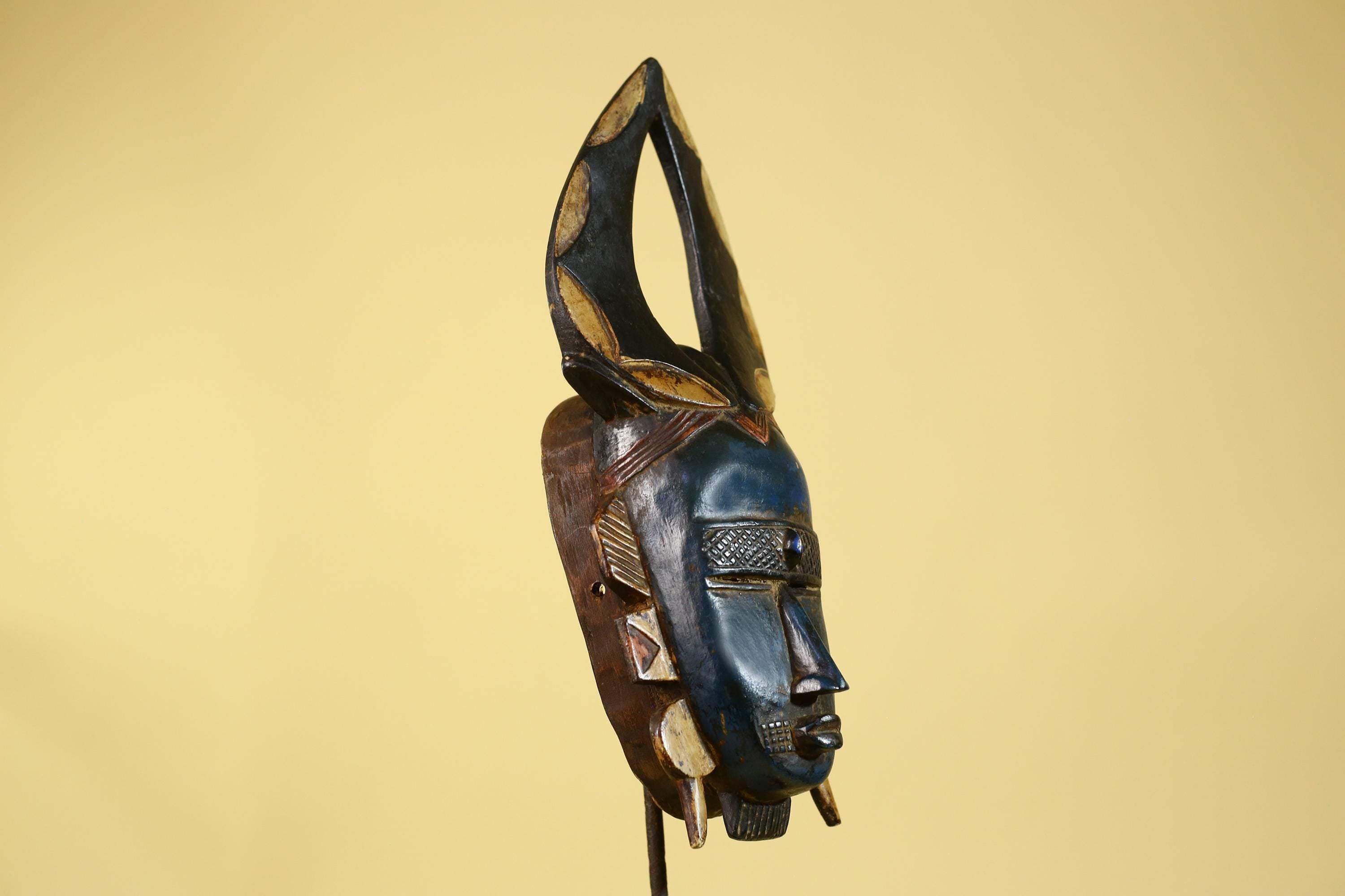 Handmade Baule African Mask with Open Crest–Hand-Carved Wooden Tribal Art-G6172