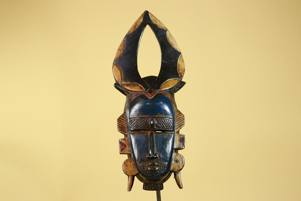 Handmade Baule African Mask with Open Crest–Hand-Carved Wooden Tribal Art-G6172