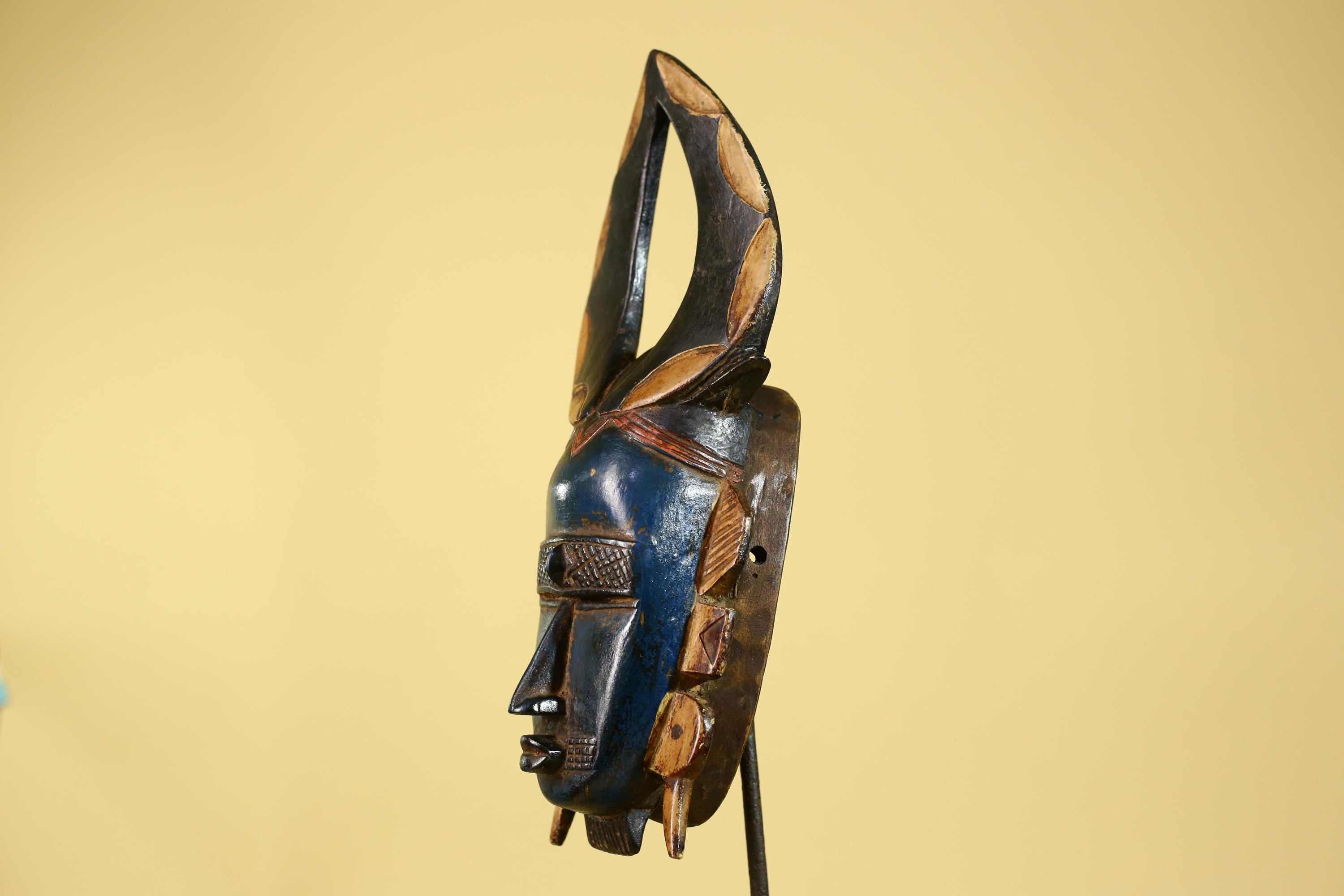 Handmade Baule African Mask with Open Crest–Hand-Carved Wooden Tribal Art-G6172
