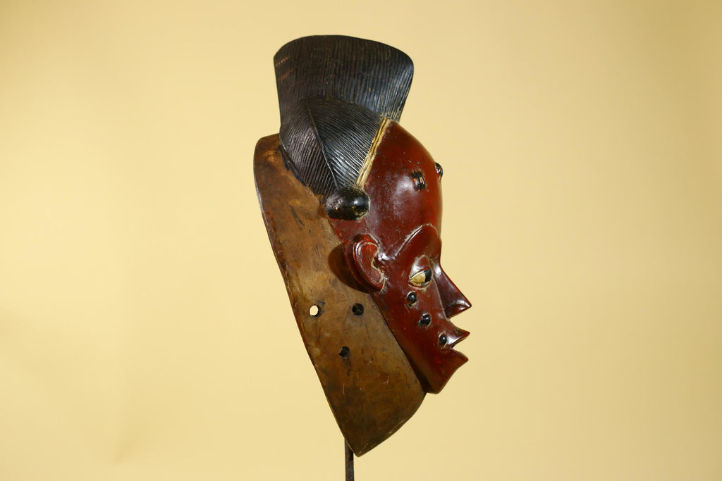 Large Baule African Mask, Hand Carved Wooden Tribal Wall Art-G6175