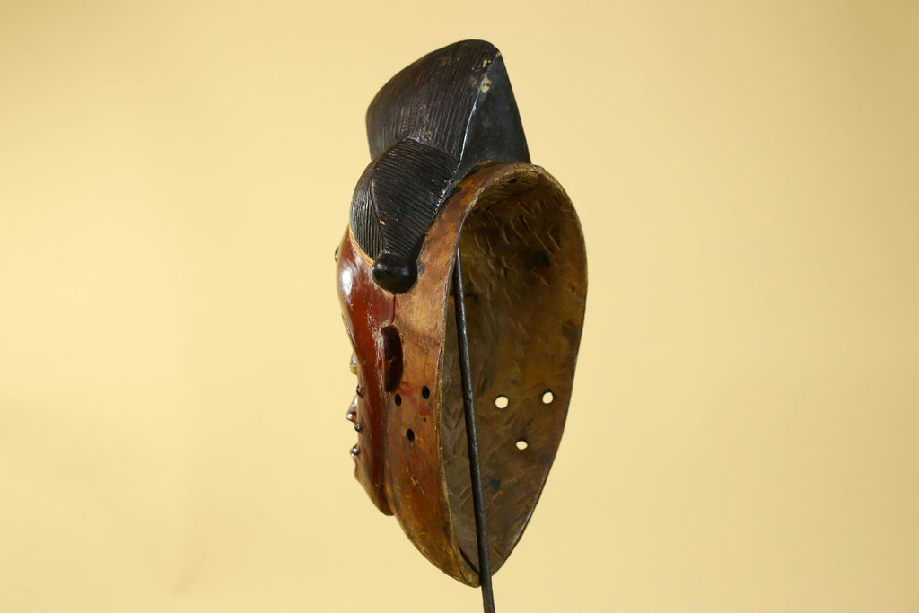 Large Baule African Mask, Hand Carved Wooden Tribal Wall Art-G6175