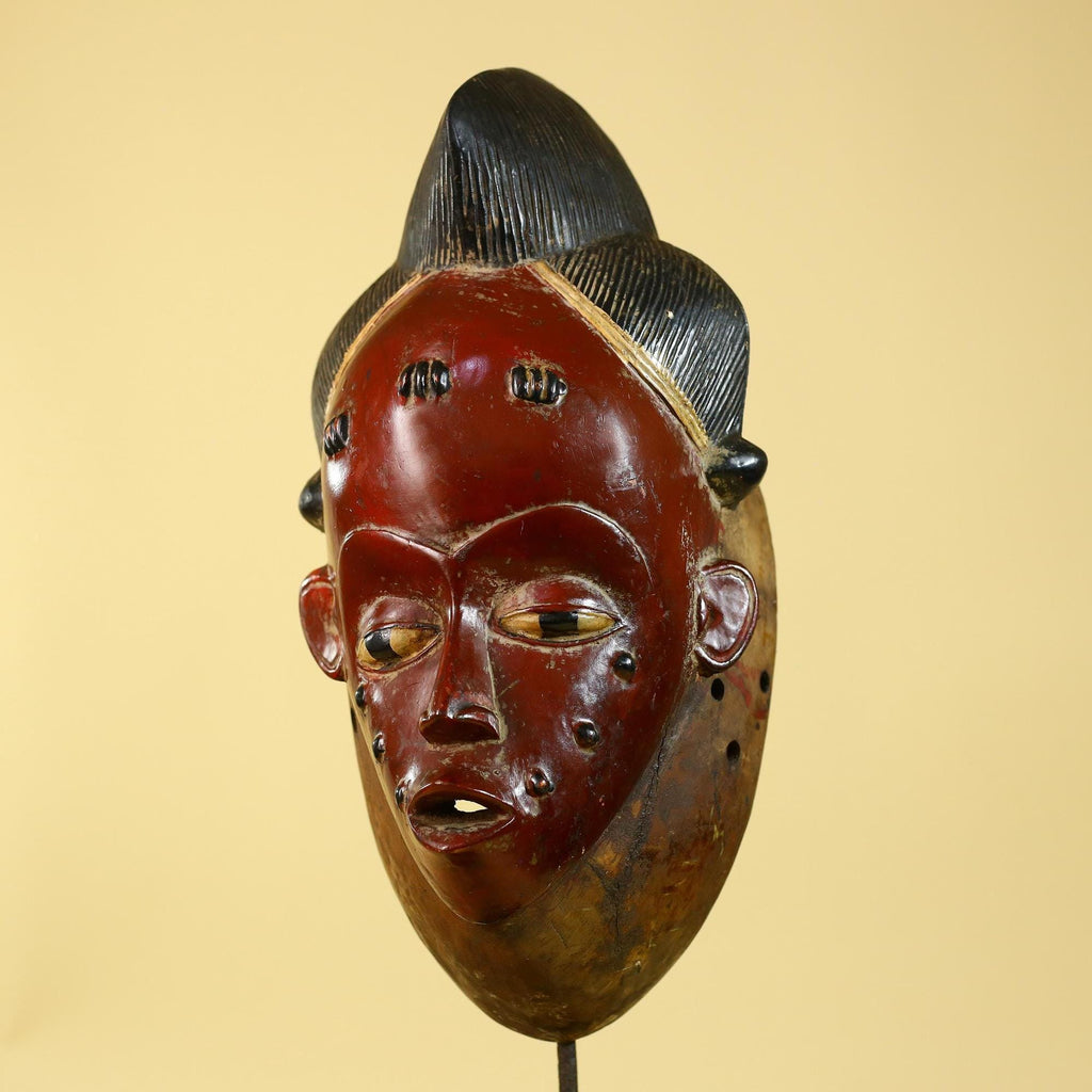 Large Baule African Mask, Hand Carved Wooden Tribal Wall Art-G6175