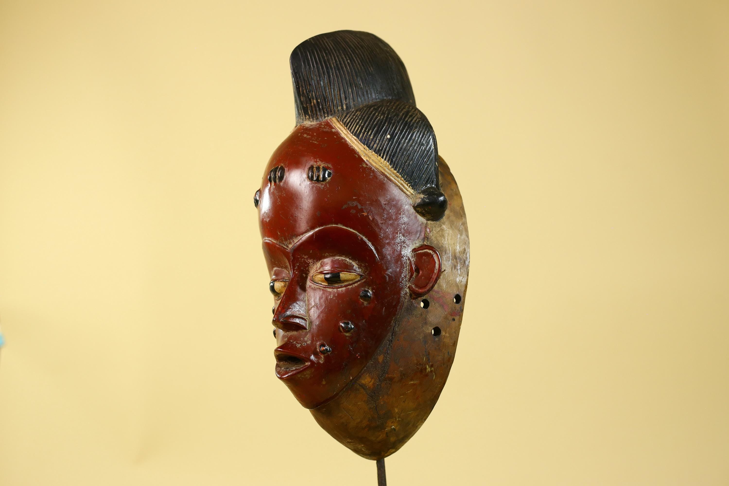 Large Baule African Mask, Hand Carved Wooden Tribal Wall Art-G6175