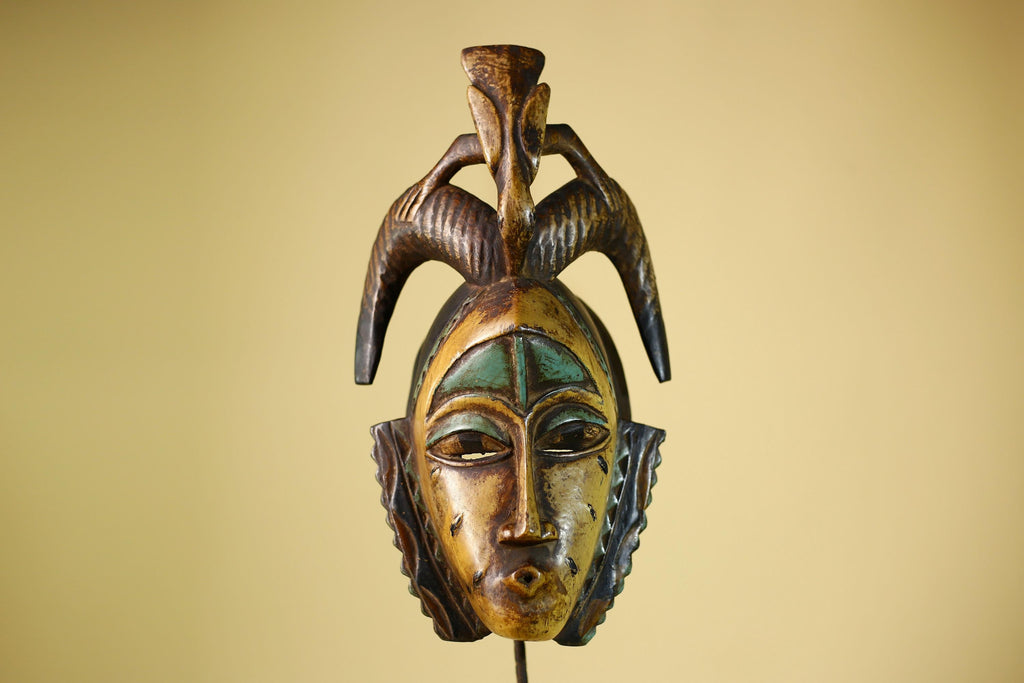 Guro Spirit Mask African Handmade Carved Wood Tribal Art Decor Wall Sculpture-G6068