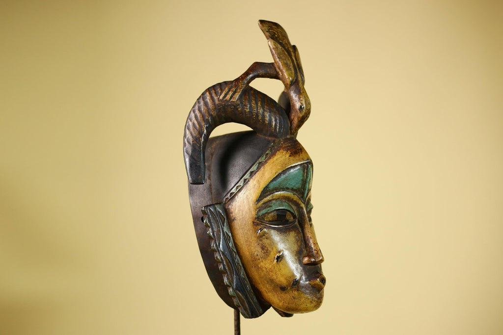 Guro Spirit Mask African Handmade Carved Wood Tribal Art Decor Wall Sculpture-G6068