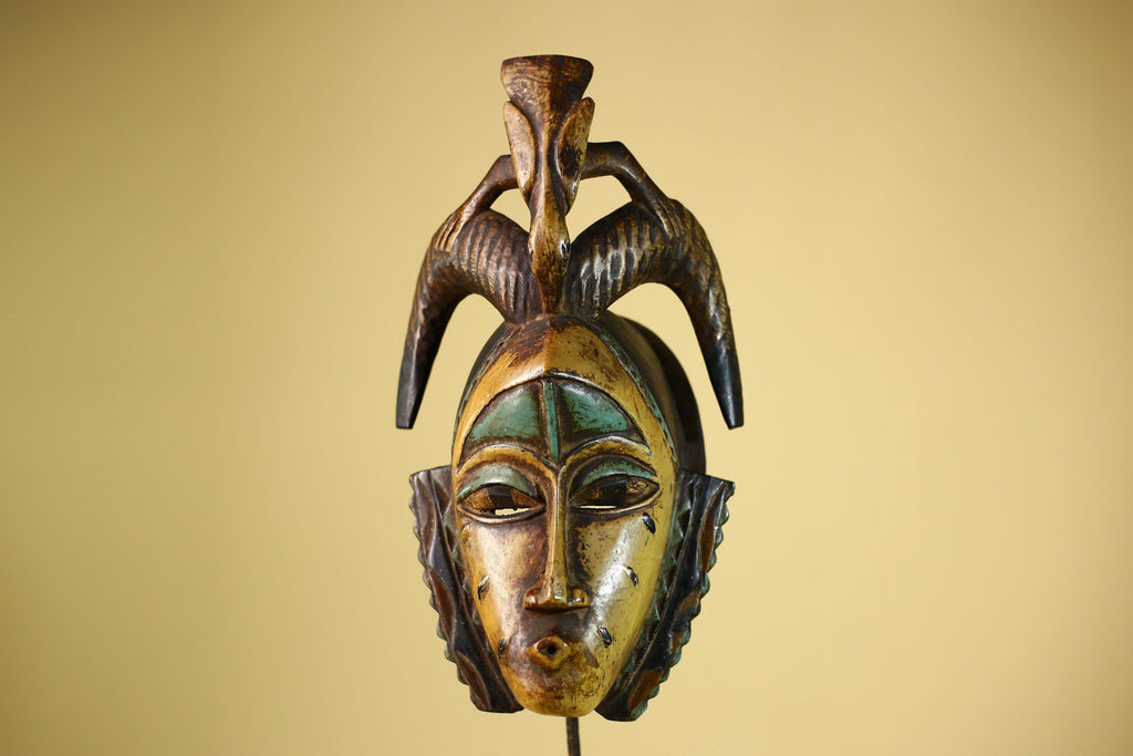 Guro Spirit Mask African Handmade Carved Wood Tribal Art Decor Wall Sculpture-G6068