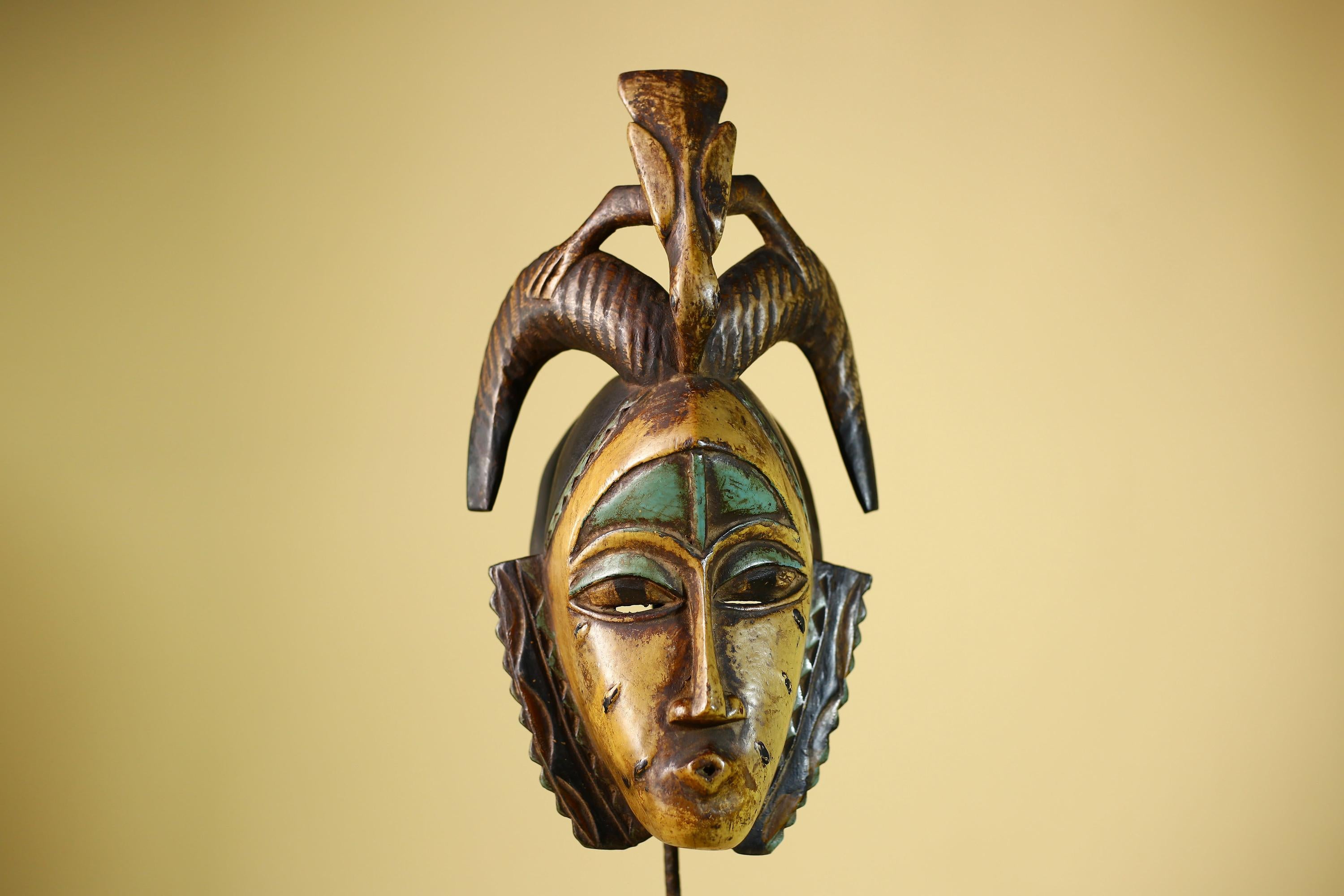 Guro Spirit Mask African Handmade Carved Wood Tribal Art Decor Wall Sculpture-G6068