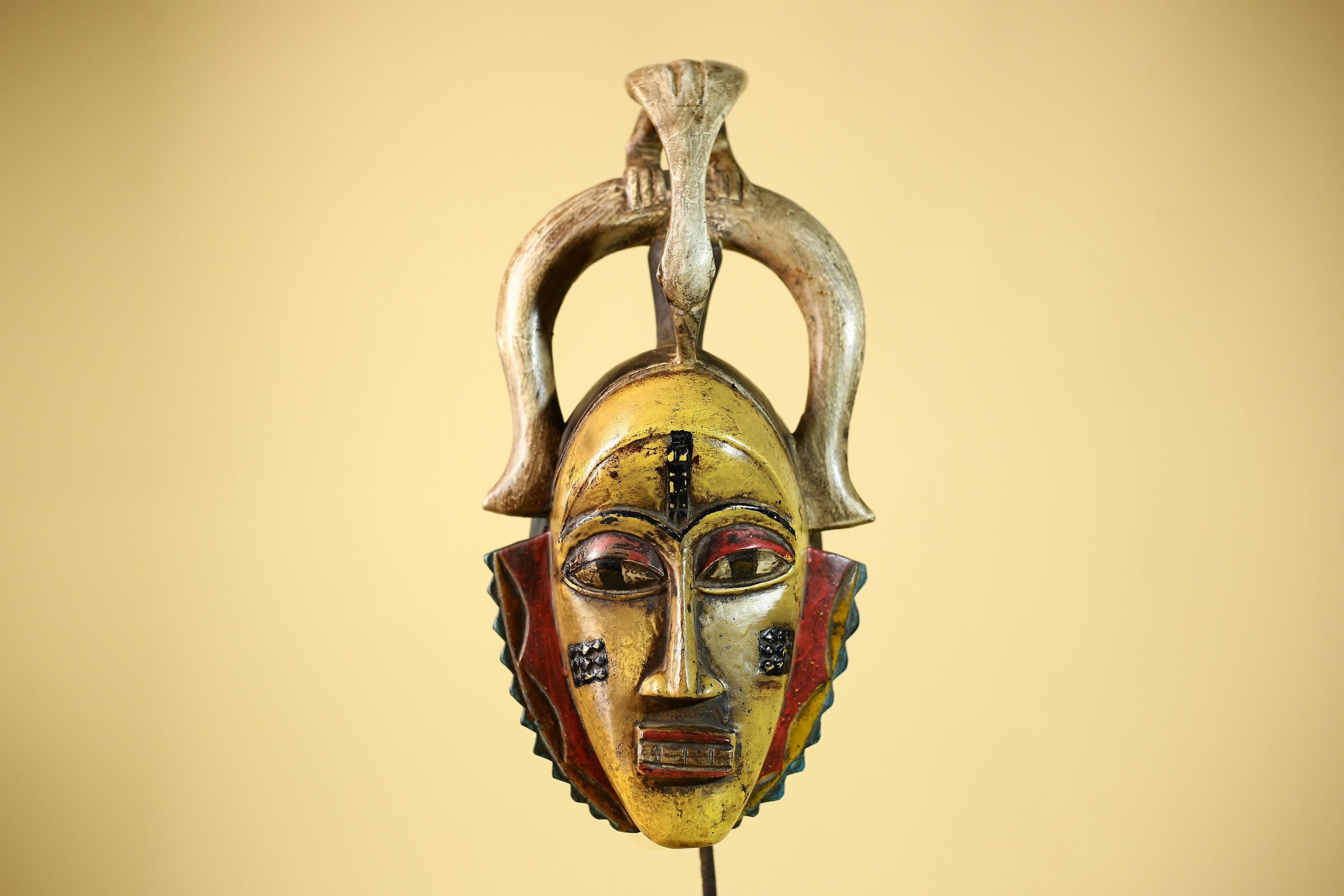 Handmade Guro Tribal Mask African Spirit Wall Art Multicolor Vintage Decor-G6069