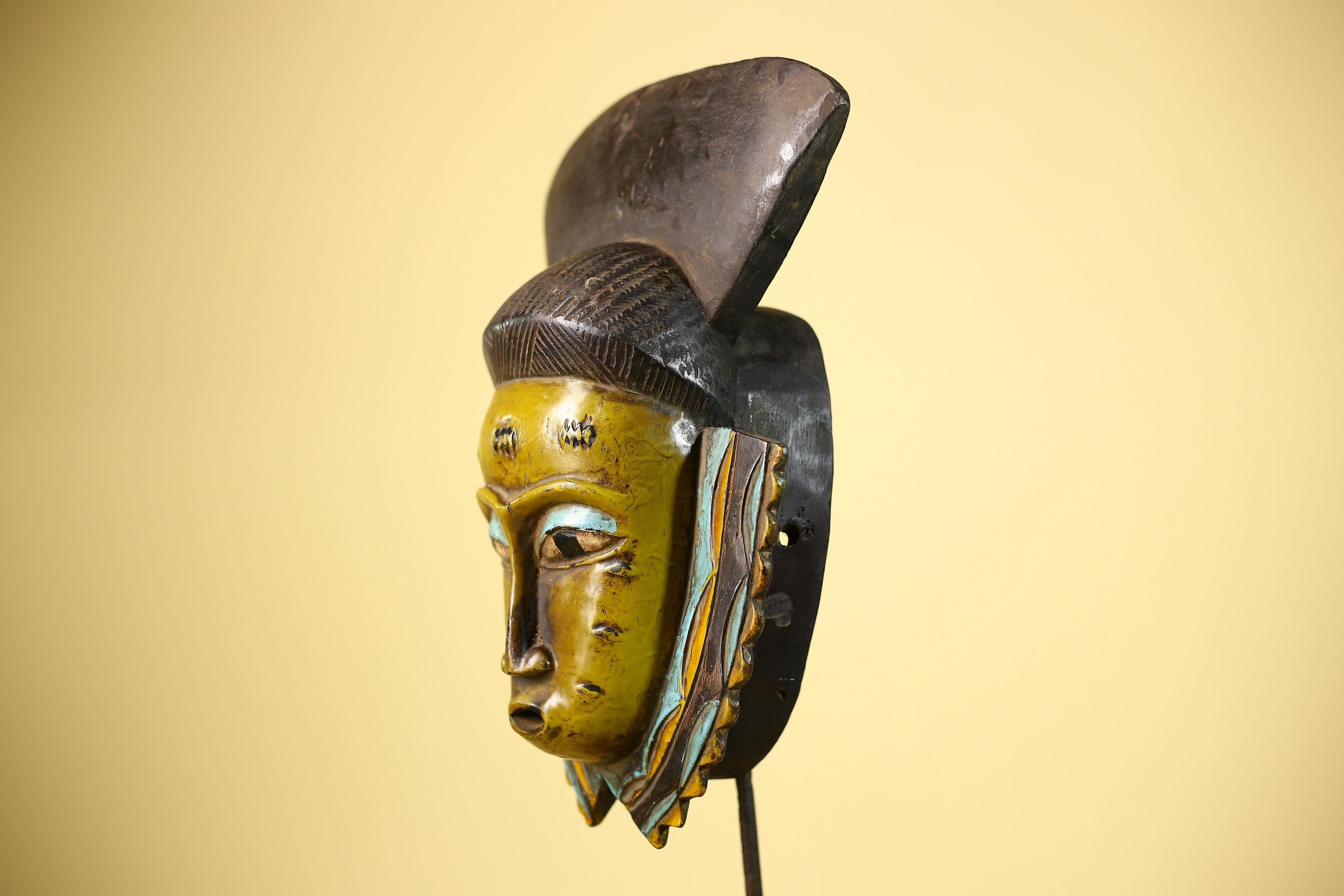 African Guro Mask Vintage Handmade Tribal Wall Art Carved Wood Unique Decor-G6073