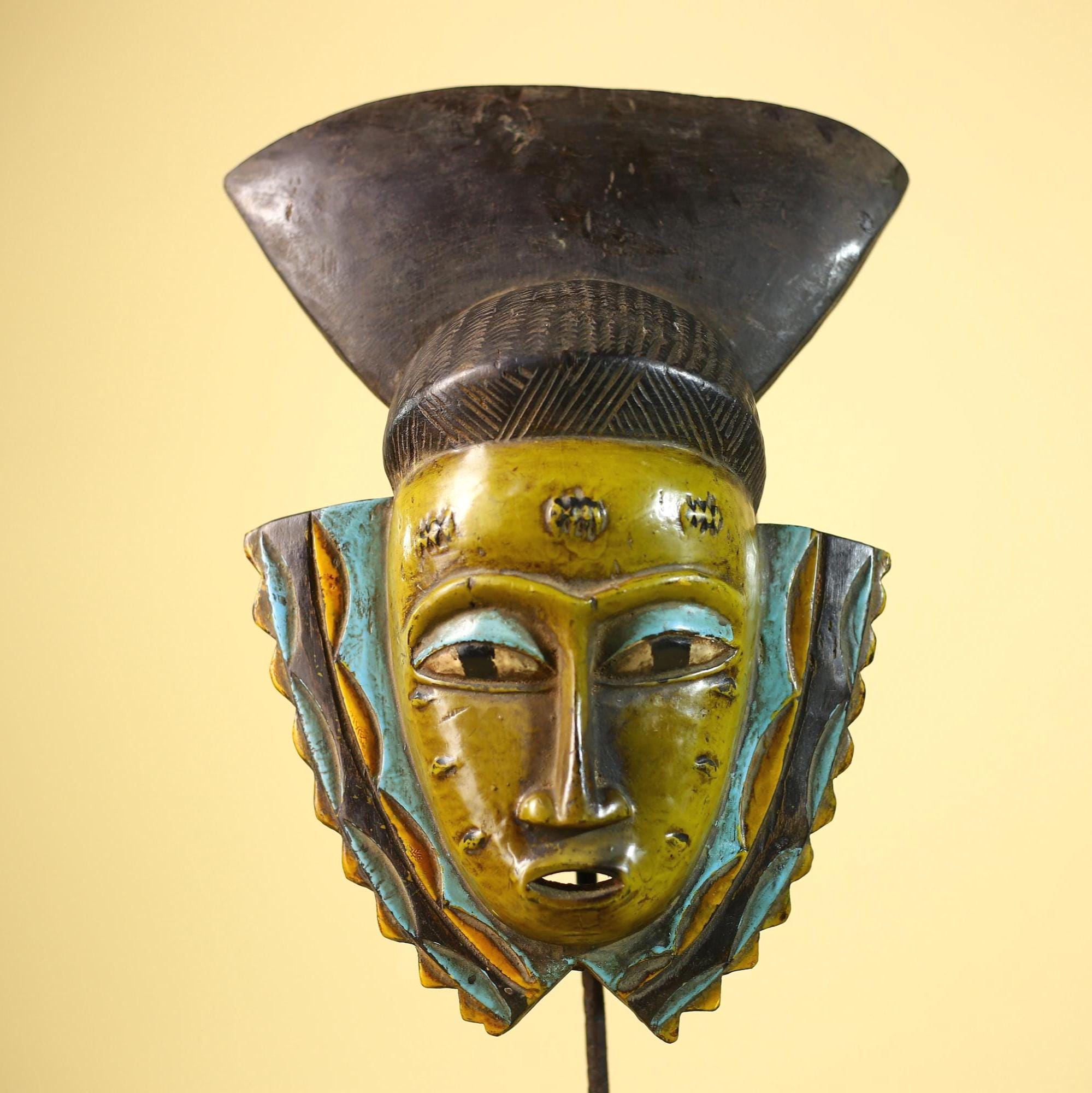 African Guro Mask Vintage Handmade Tribal Wall Art Carved Wood Unique Decor-G6073