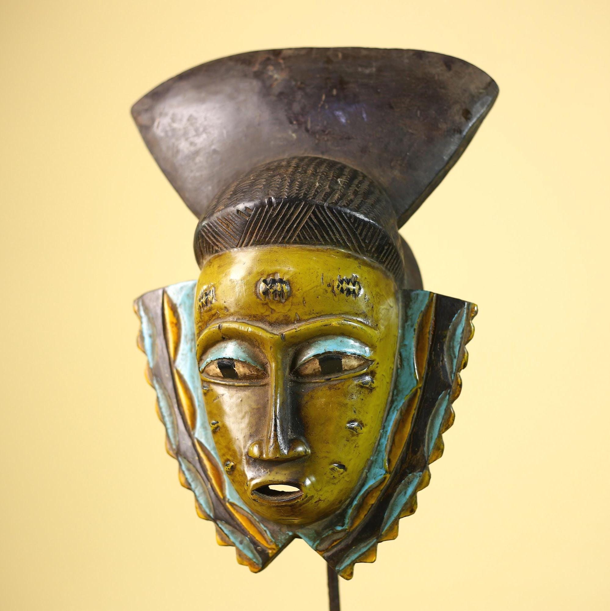 African Guro Mask Vintage Handmade Tribal Wall Art Carved Wood Unique Decor-G6073