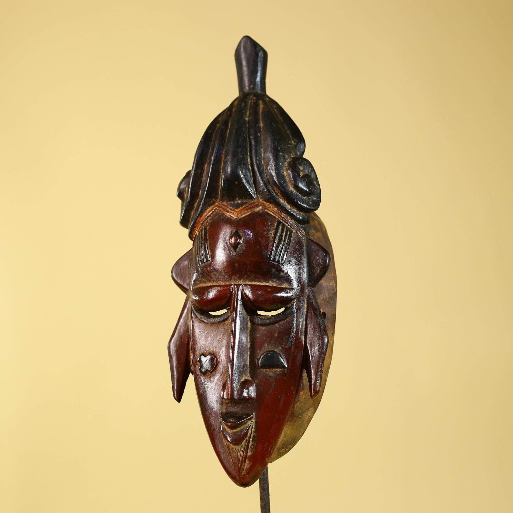 African Mask Baule Style Wooden Tribal Wall Art Handmade-G6176