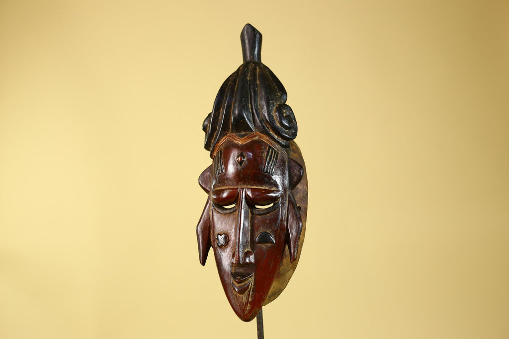 African Mask Baule Style Wooden Tribal Wall Art Handmade-G6176