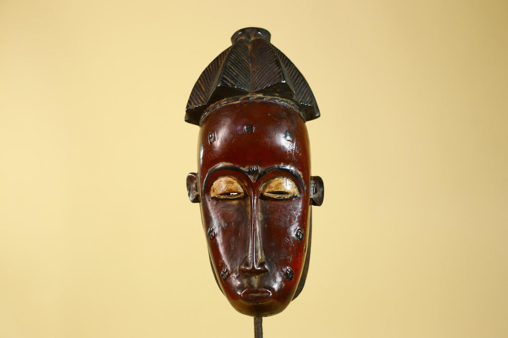African Mask Baule Style- Wooden Tribal Wall Art Handmade-G6177