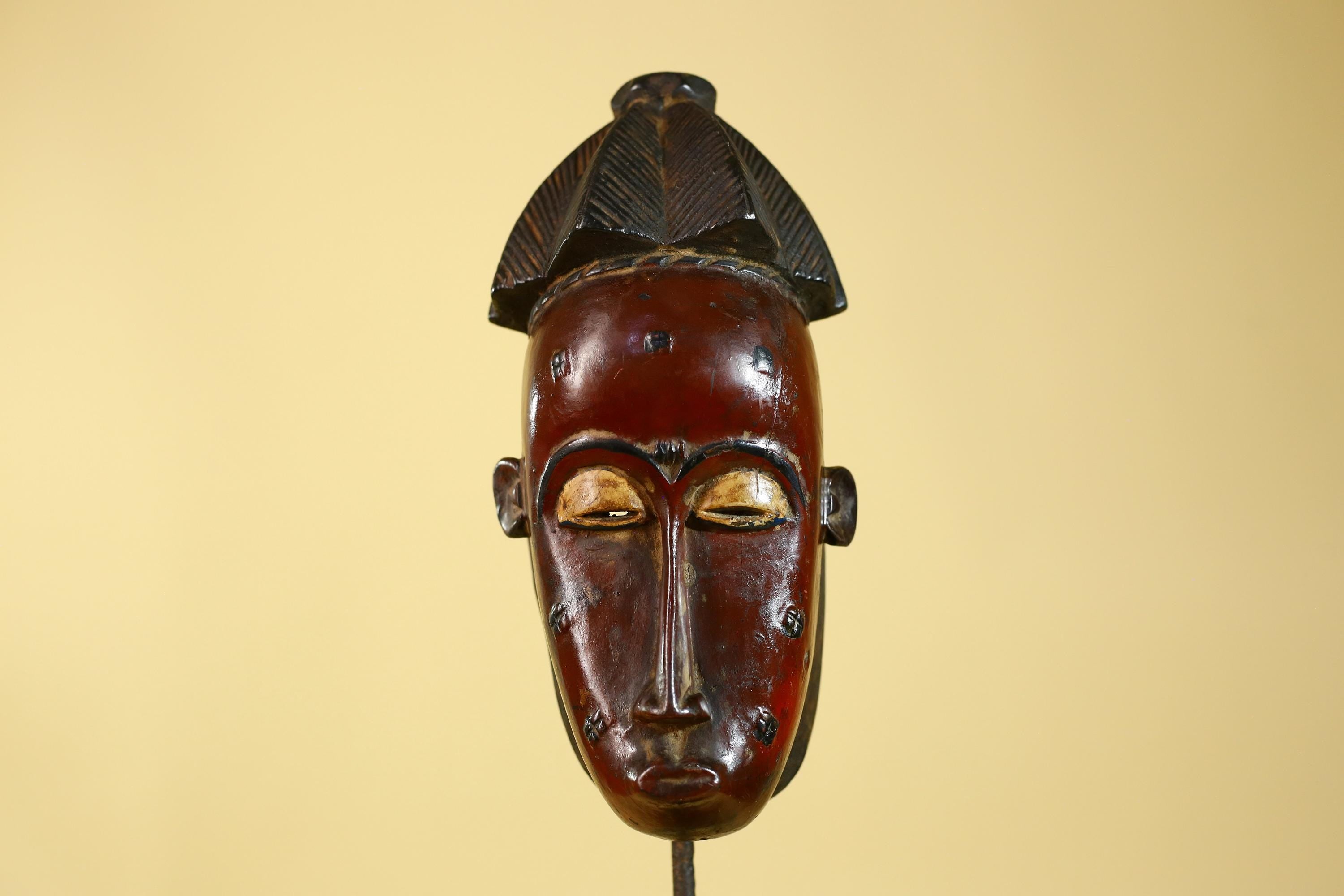 African Mask Baule Style- Wooden Tribal Wall Art Handmade-G6177