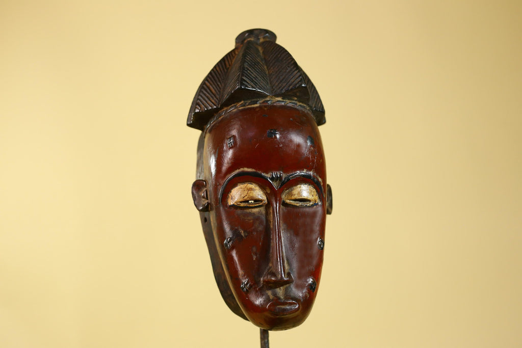 African Mask Baule Style- Wooden Tribal Wall Art Handmade-G6177