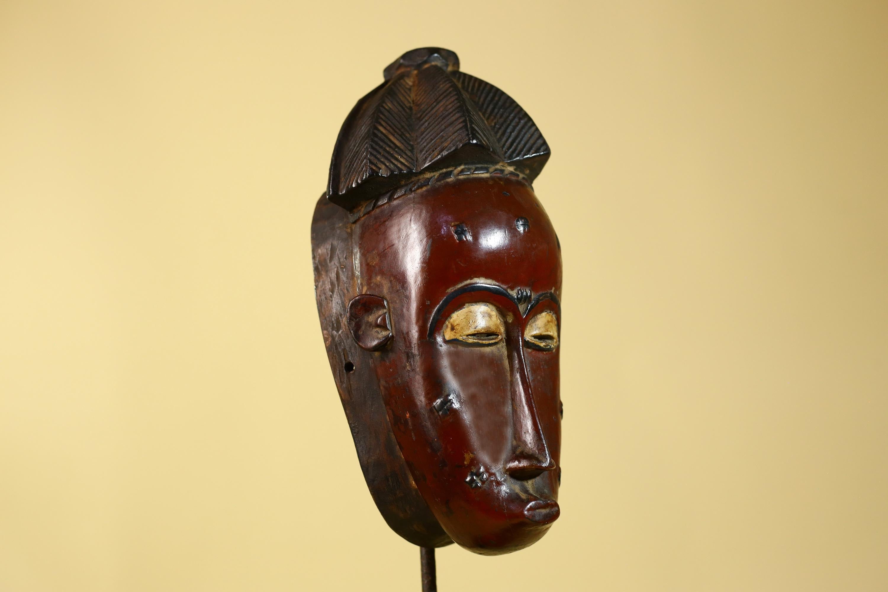 African Mask Baule Style- Wooden Tribal Wall Art Handmade-G6177