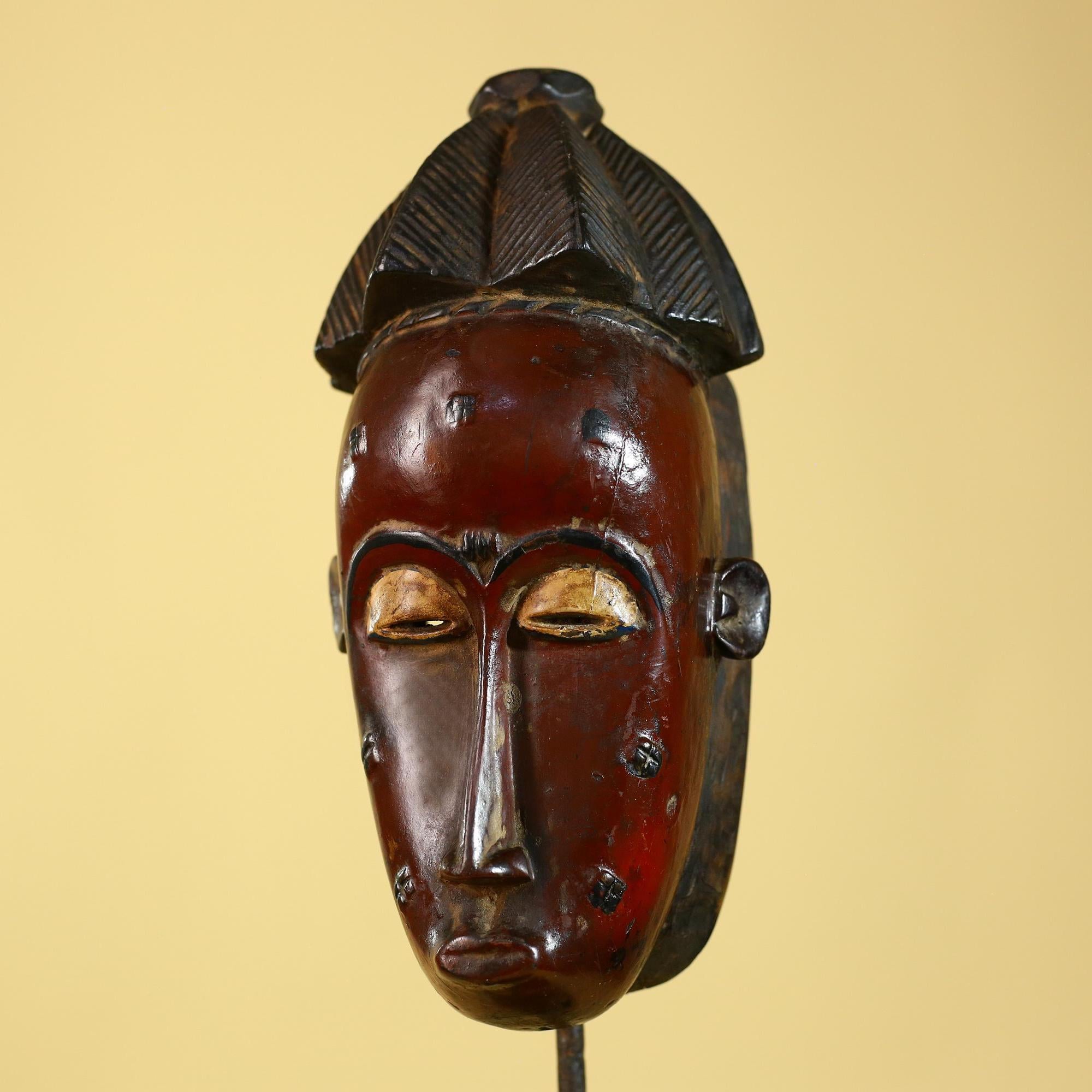 African Mask Baule Style- Wooden Tribal Wall Art Handmade-G6177