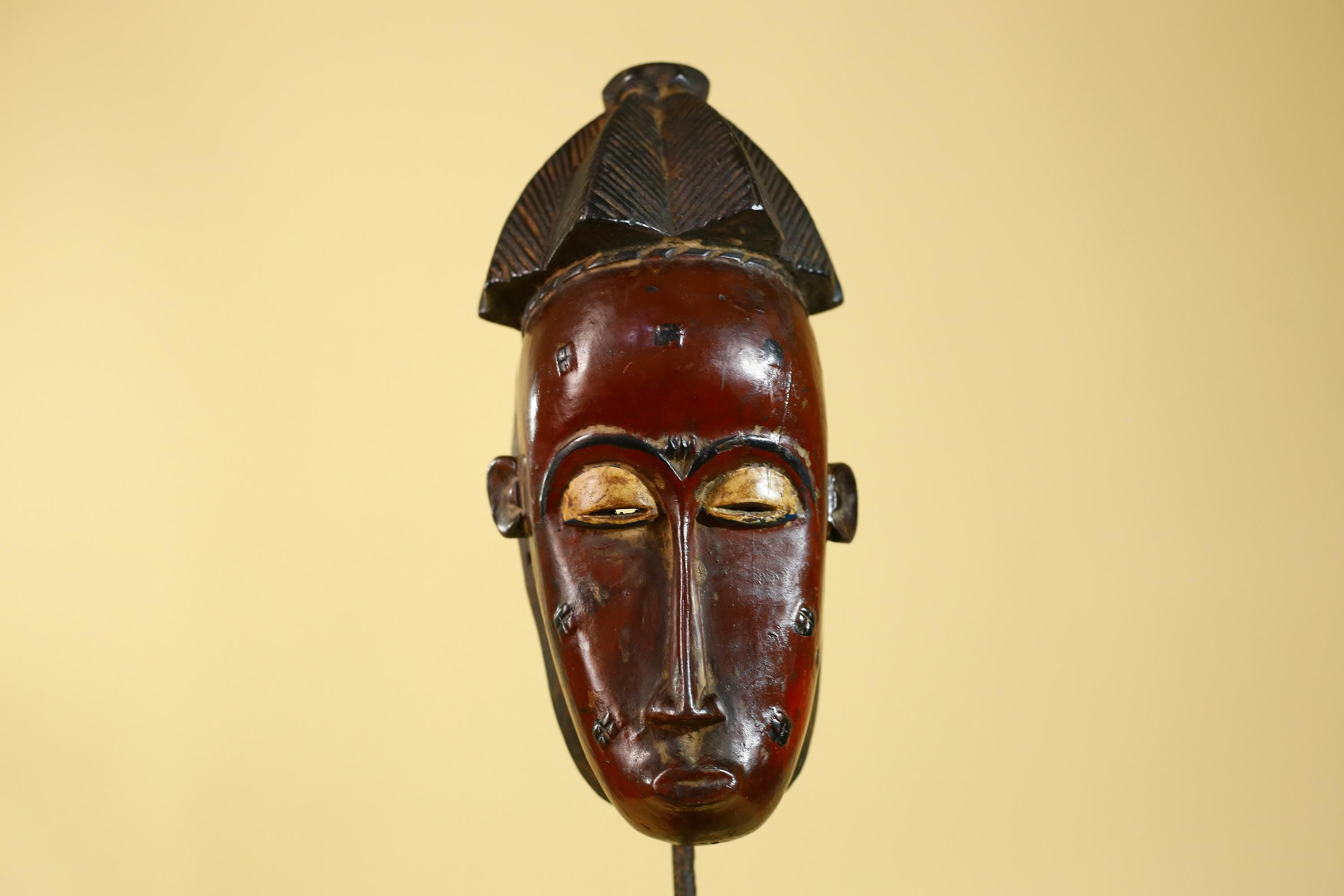 African Mask Baule Style- Wooden Tribal Wall Art Handmade-G6177