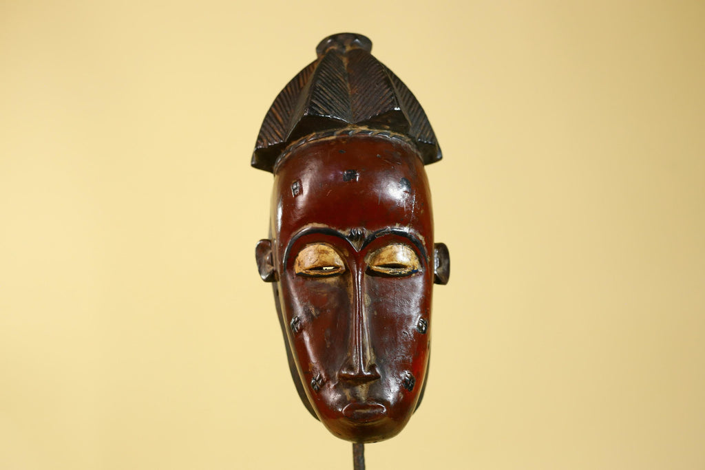 African Mask Baule Style- Wooden Tribal Wall Art Handmade-G6177