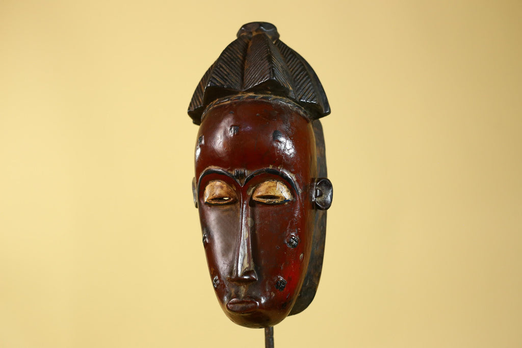 African Mask Baule Style- Wooden Tribal Wall Art Handmade-G6177