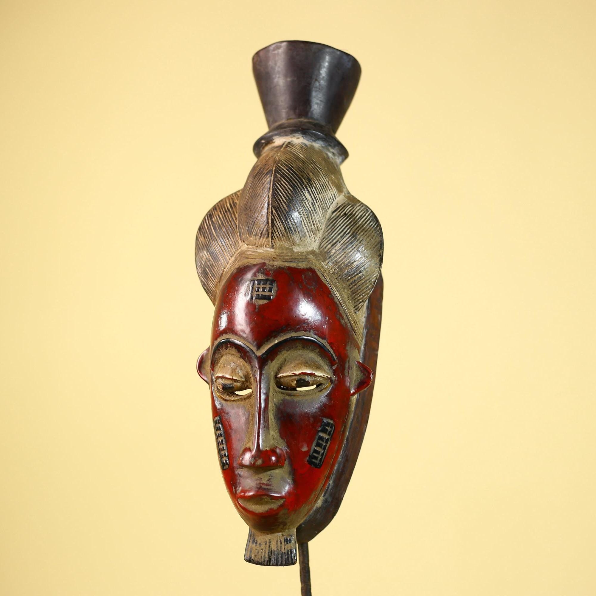 African Guro Mask Vintage Handmade Tribal Art Wooden Decor -G6075
