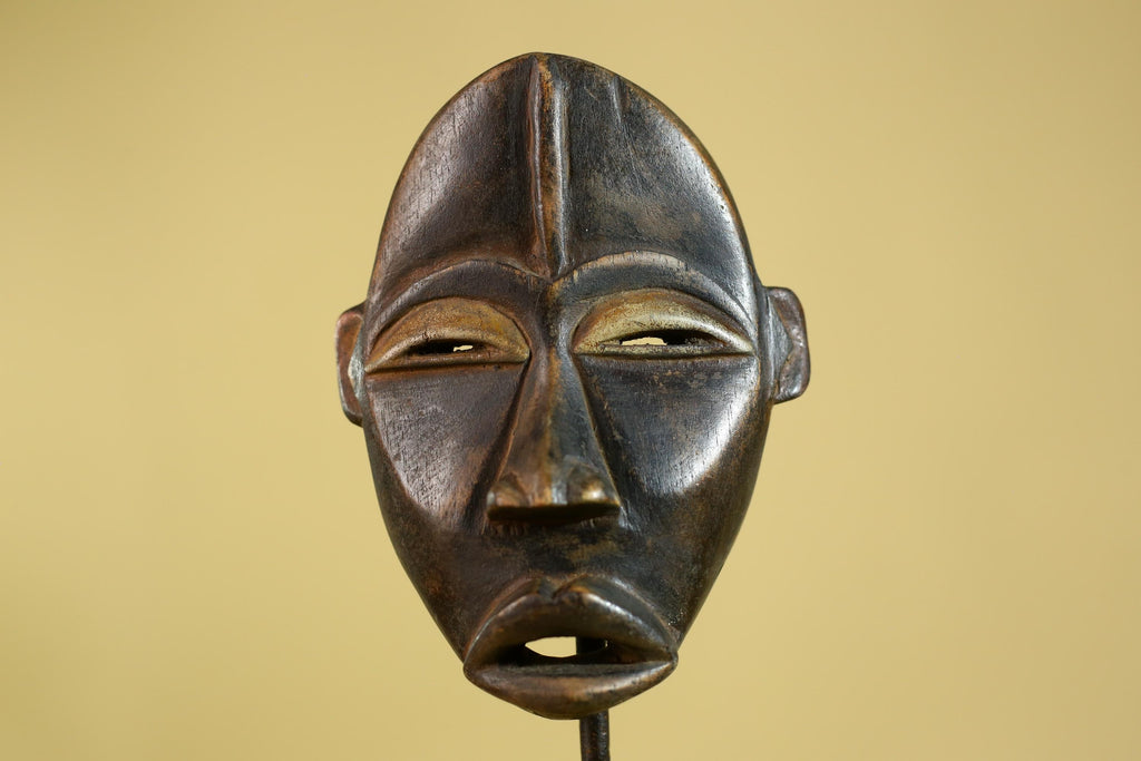 African Dan black face -Mask Hand Carved Wooden Tribal Art from Liberia-G6181