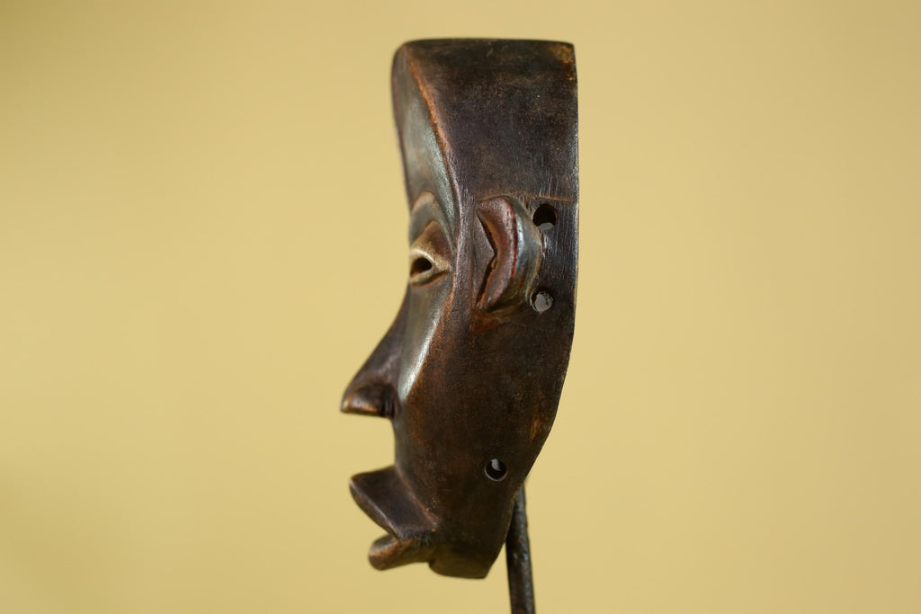 African Dan black face -Mask Hand Carved Wooden Tribal Art from Liberia-G6181