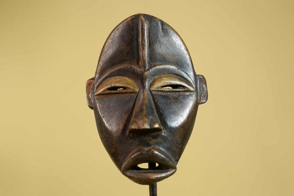 African Dan black face -Mask Hand Carved Wooden Tribal Art from Liberia-G6181