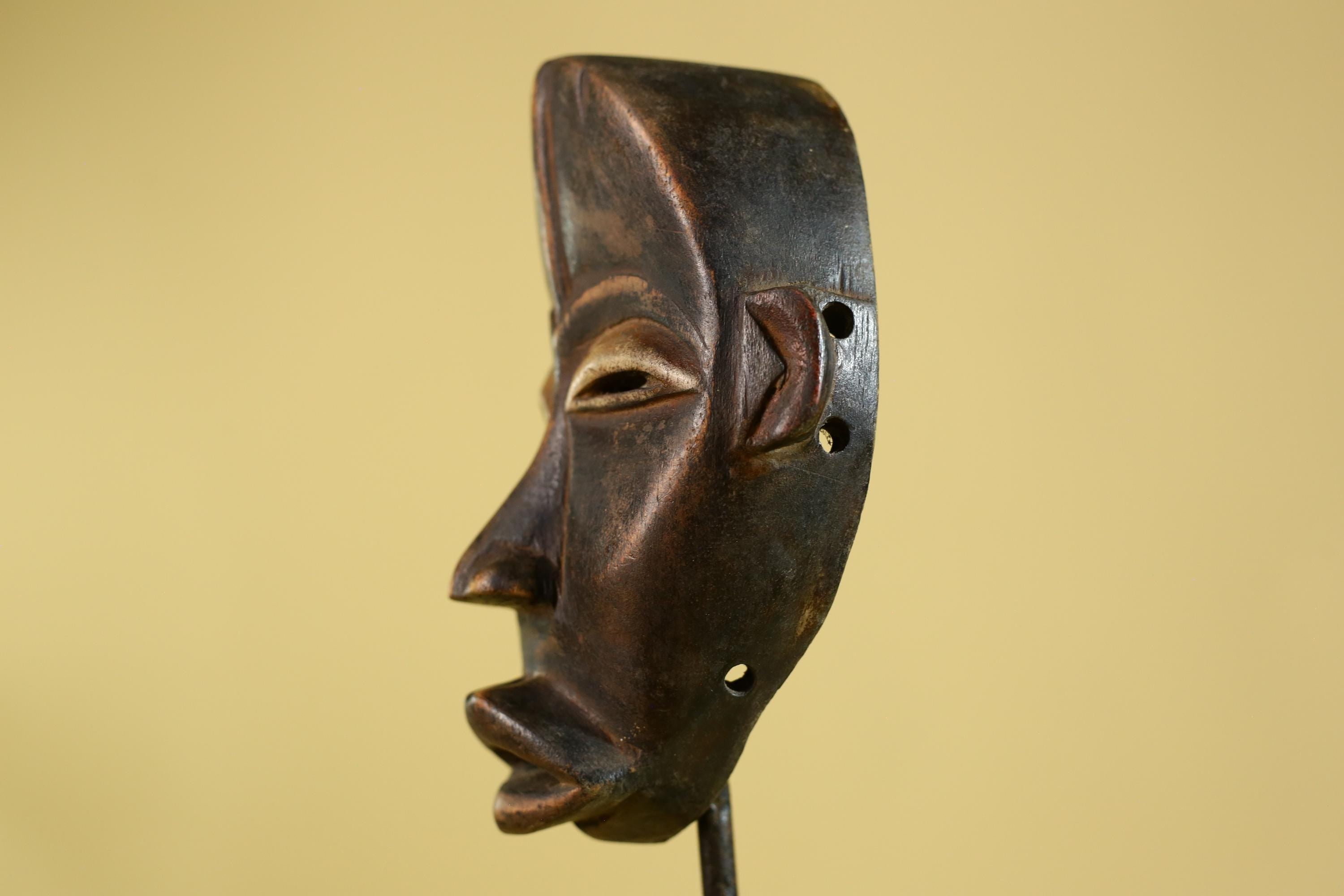 African Dan black face -Mask Hand Carved Wooden Tribal Art from Liberia-G6181