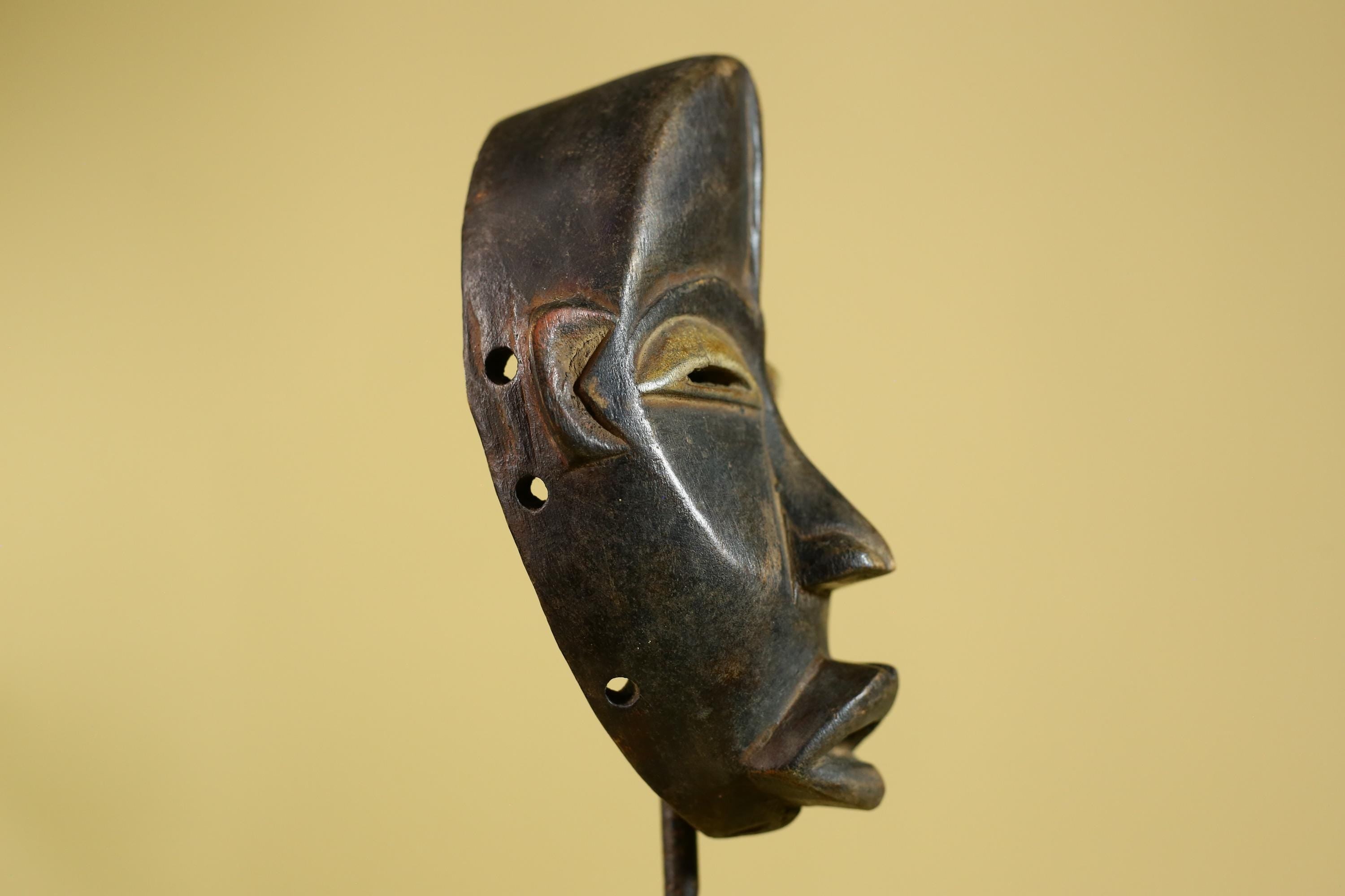 African Dan black face -Mask Hand Carved Wooden Tribal Art from Liberia-G6181