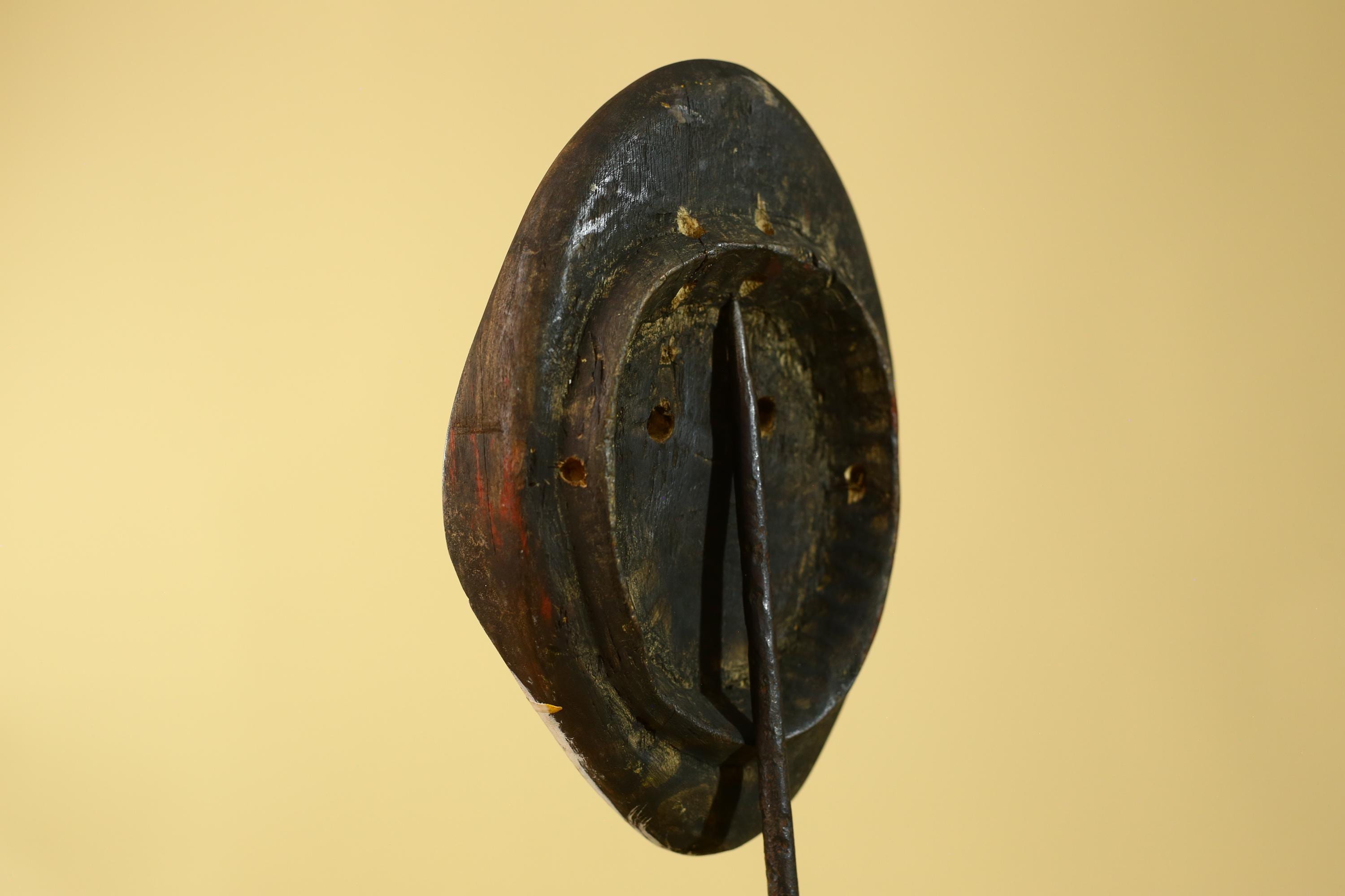 African Punu Wooden Mask With White Face Blue Eyes Tribal Art Gabon-G6182