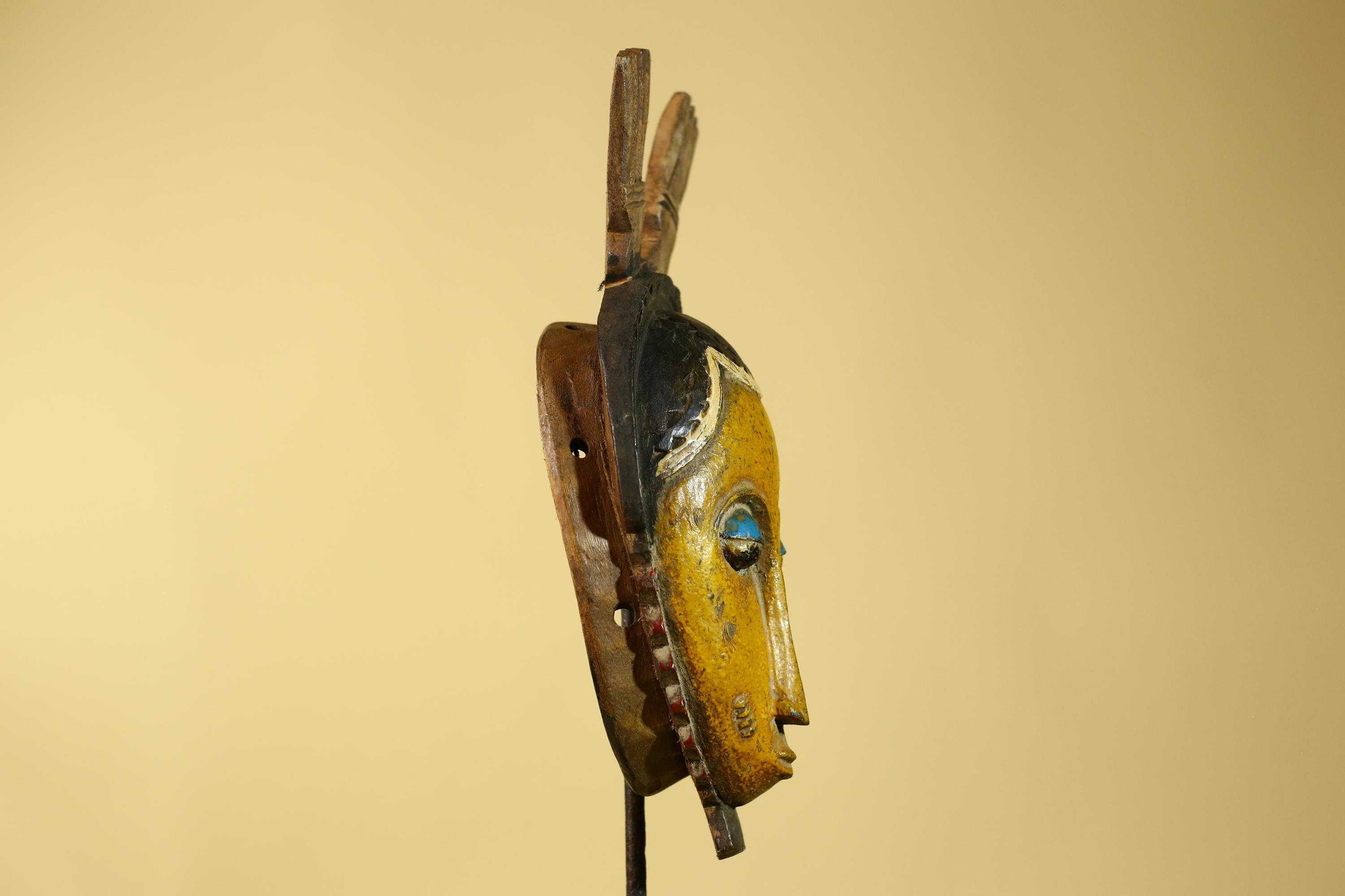 Vintage African Baule Style Mask, Hand Carved Wooden Tribal Wall Art-G6183