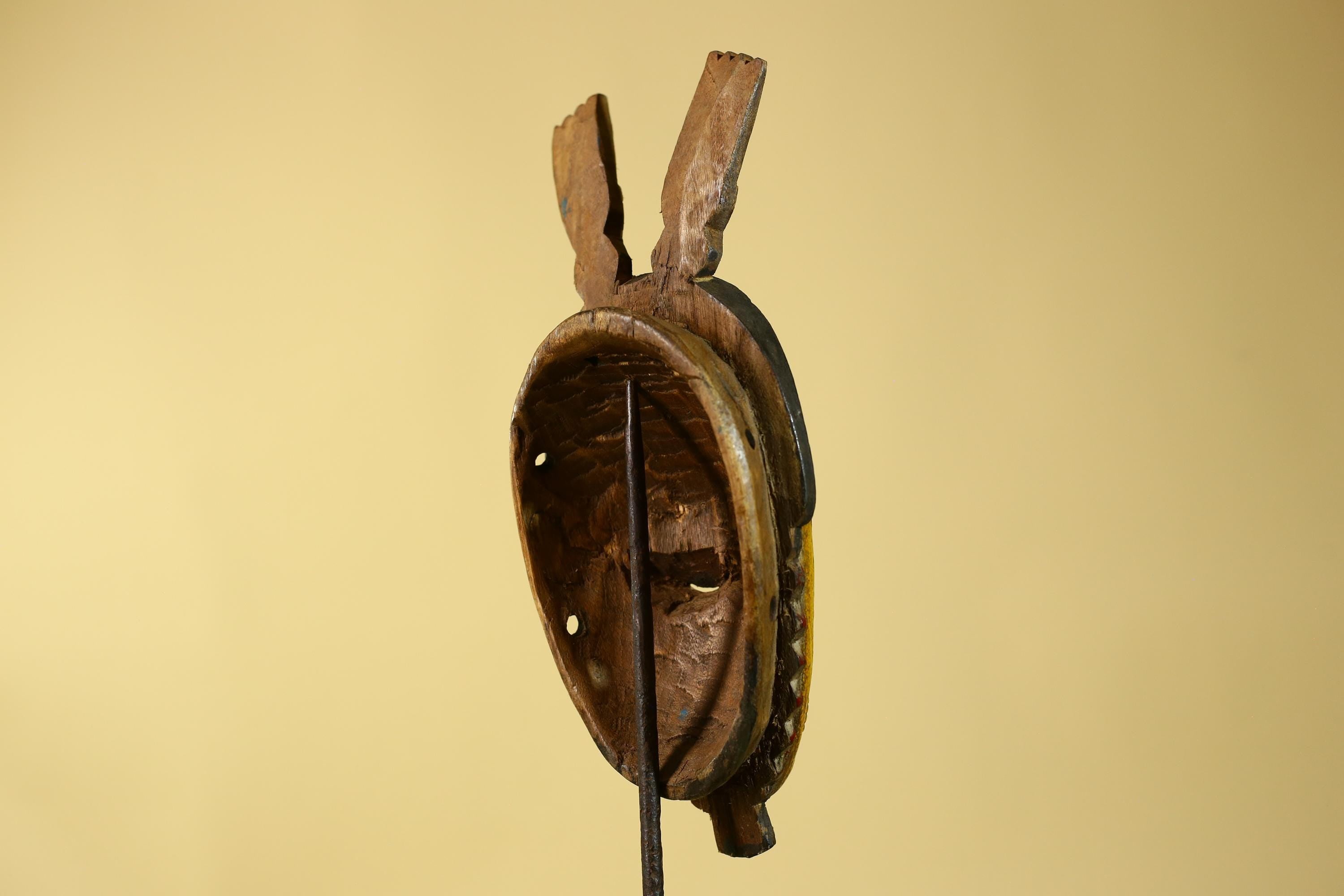 Vintage African Baule Style Mask, Hand Carved Wooden Tribal Wall Art-G6183
