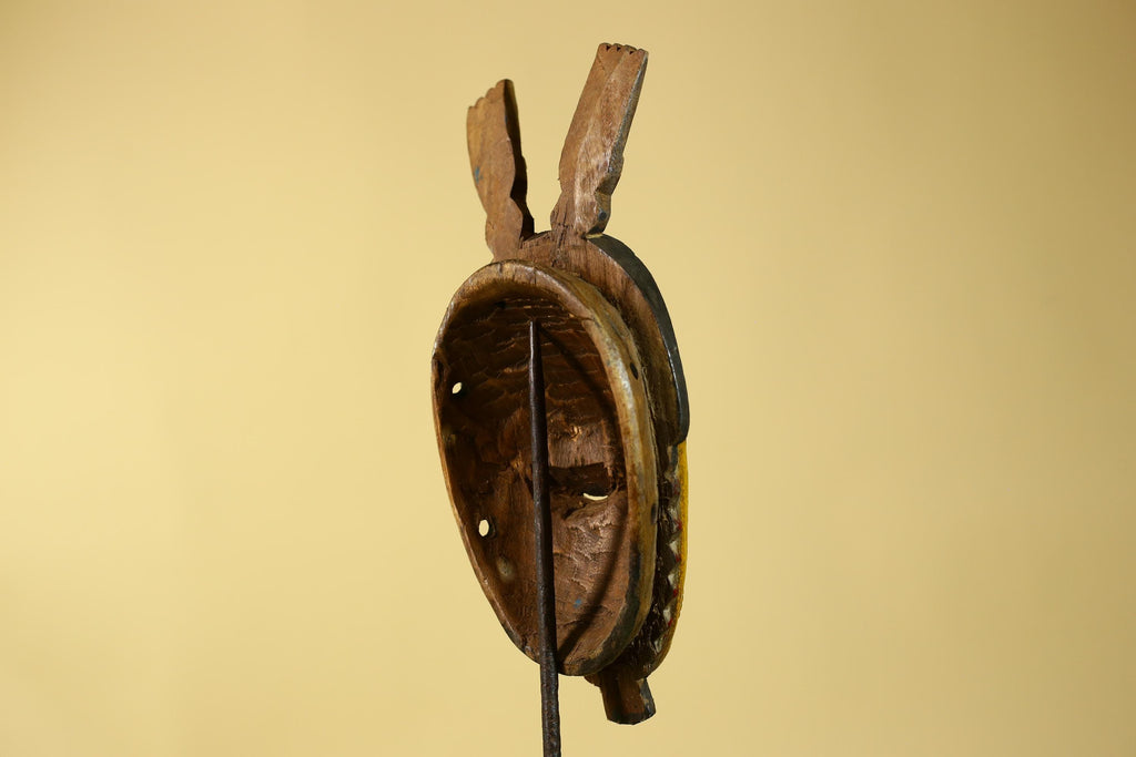 Vintage African Baule Style Mask, Hand Carved Wooden Tribal Wall Art-G6183