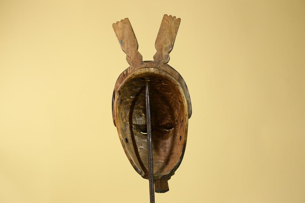 Vintage African Baule Style Mask, Hand Carved Wooden Tribal Wall Art-G6183