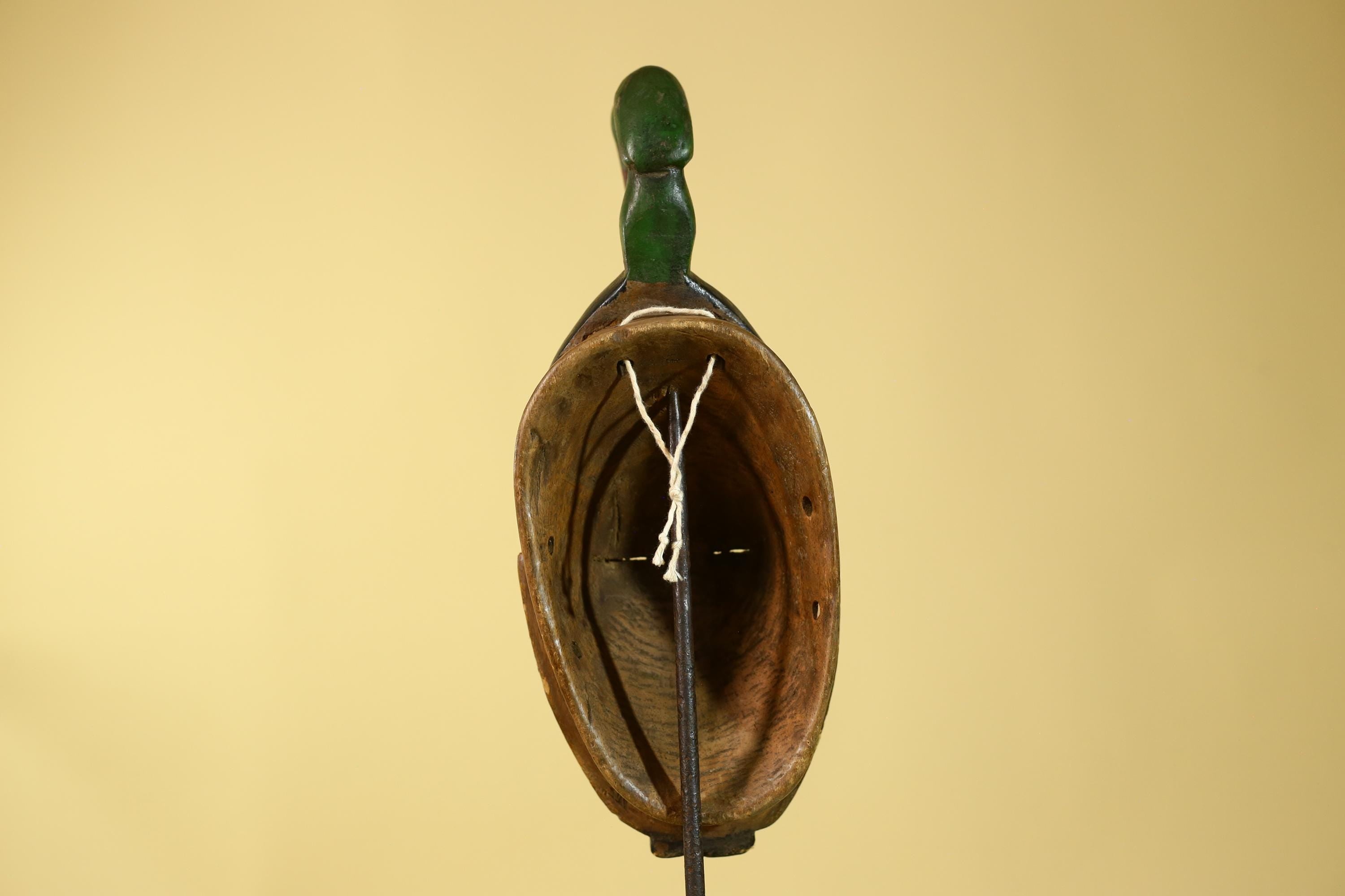 Vintage African Baule Style Mask with Bird Crest, Hand Carved Tribal Wall Art-G6184