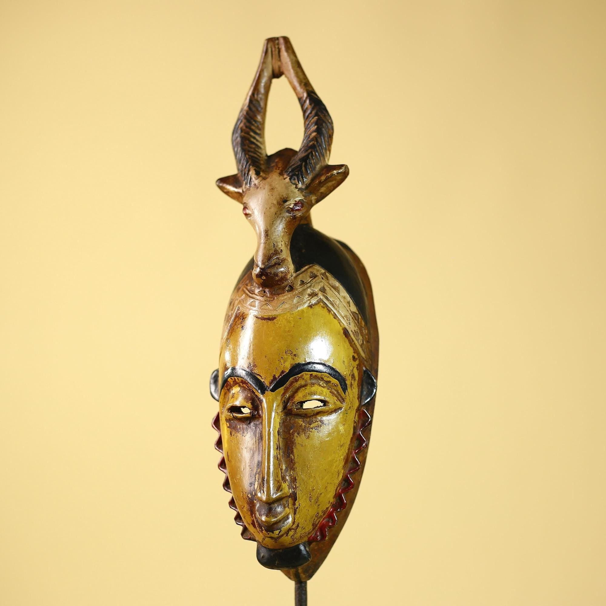 African Mask Guro Antelope Tribal Art Wooden African Mask Wall Art Decor-G6076