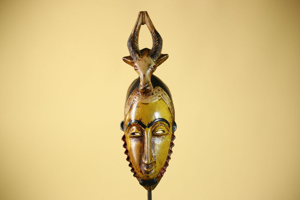 African Mask Guro Antelope Tribal Art Wooden African Mask Wall Art Decor-G6076