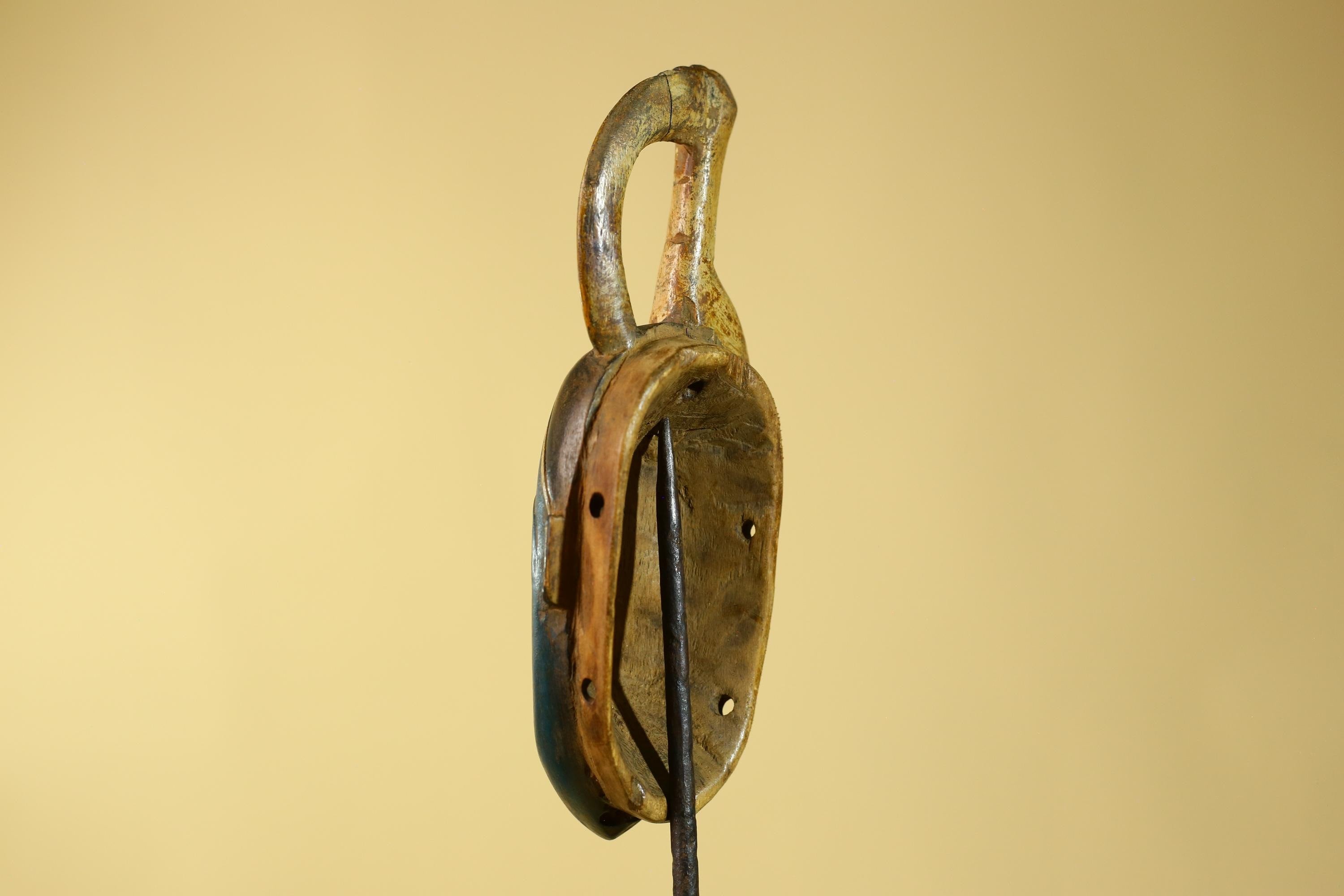 Vintage African Baule Style Mask with Curved Crest, Hand Carved Tribal Art-G6185