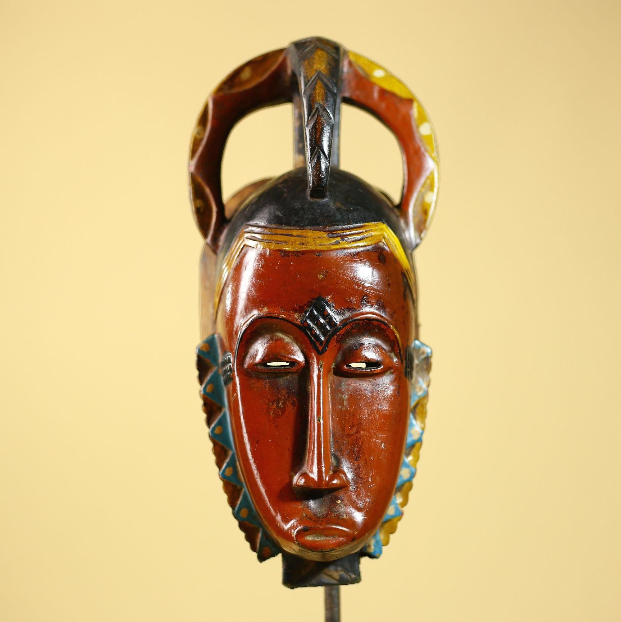 African Mask Guro Tribal Art Vintage Handmade Wooden Wall Decor Unique Carved-G6078
